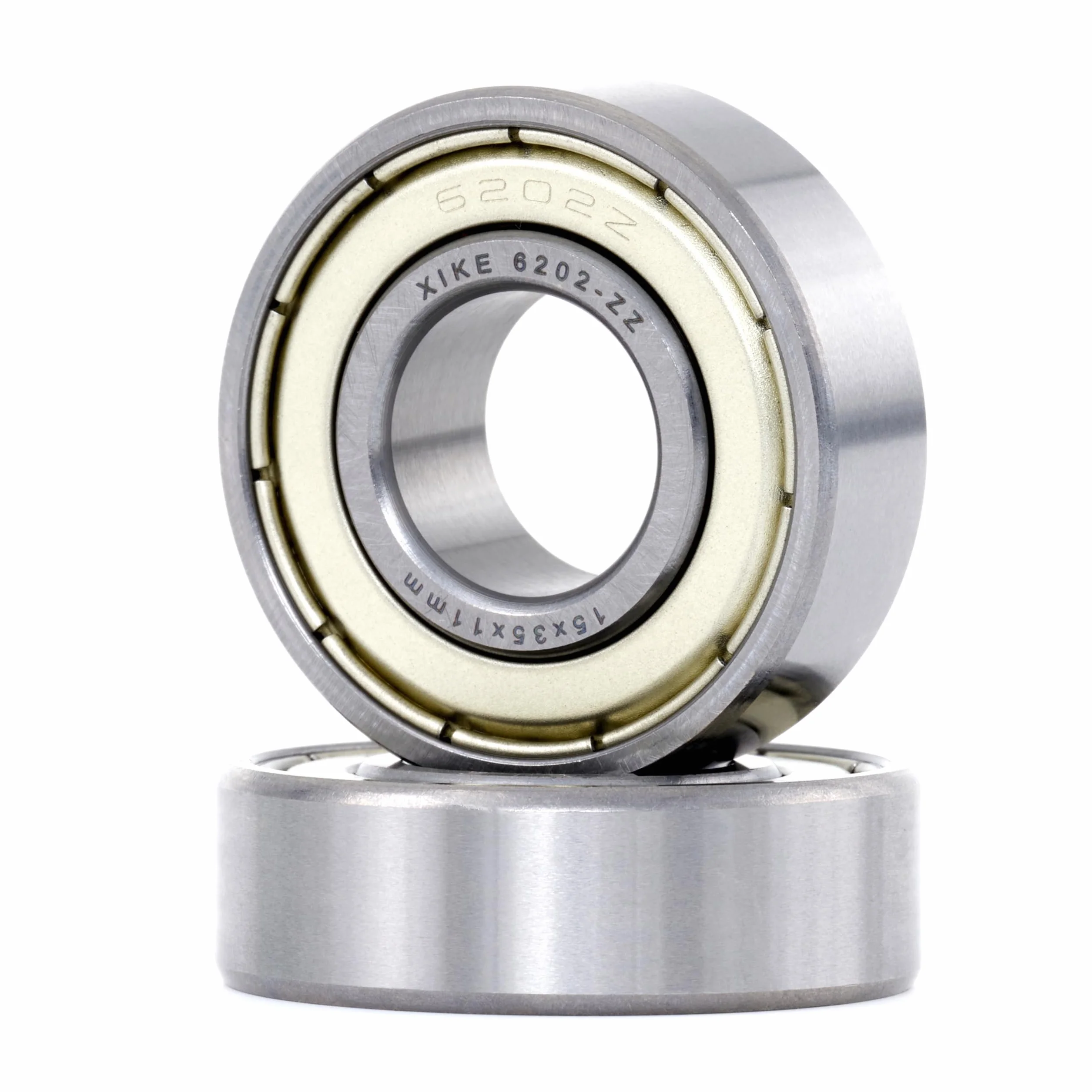 XiKe 2 szt 6202 ZZ Łożyska kulkowe 15x35x11mm Metal uszczelnione 6202ZZ Stal chromowa łożyska kulkowe zwykłe.