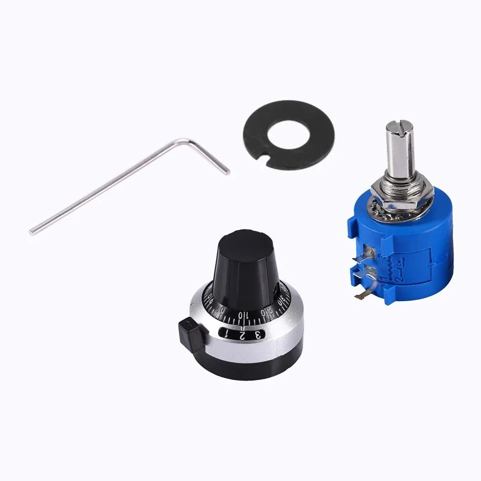 Keenso Precyzyjny Potencjometr 10K Ohm 3590S-2-103L Obrotowy z Przyciskiem