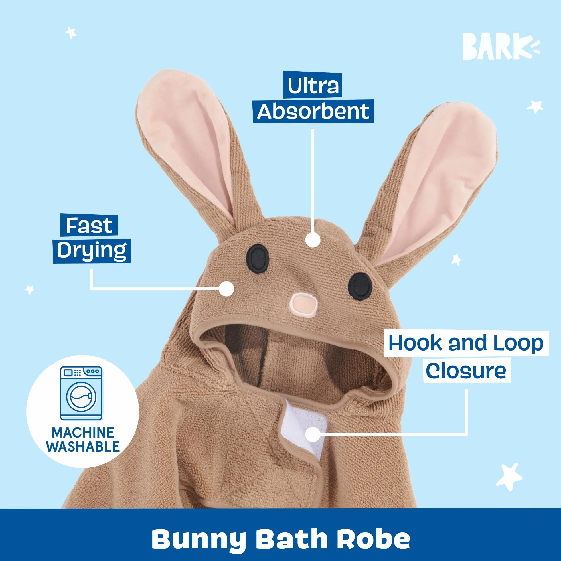 BarkBox Ręcznik kąpielowy dla psa – lekki, super słodki, szybkoschnący – królik (rozmiar S)