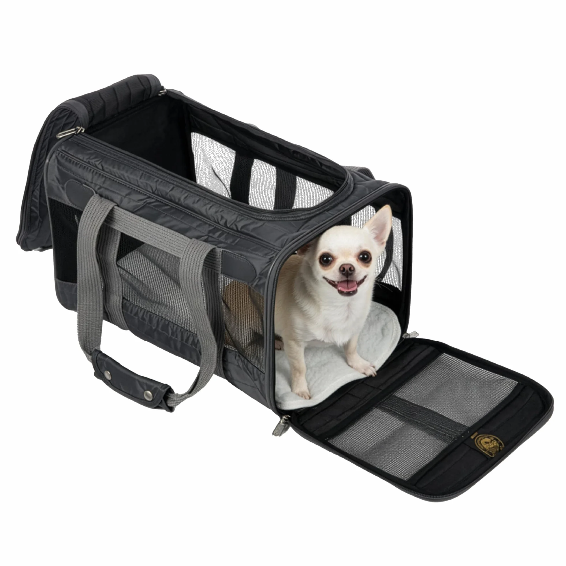Sherpa Oryginalny podróżny transporter dla zwierząt domowych, zatwierdzony przez linie lotnicze, do zabrania na pokład − szary (Charcoal Gray), rozmiar M