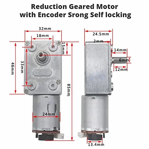DC 12V Schneckengetriebe Motor Reduzierung mit Encoder selbsthemmend 10RPM