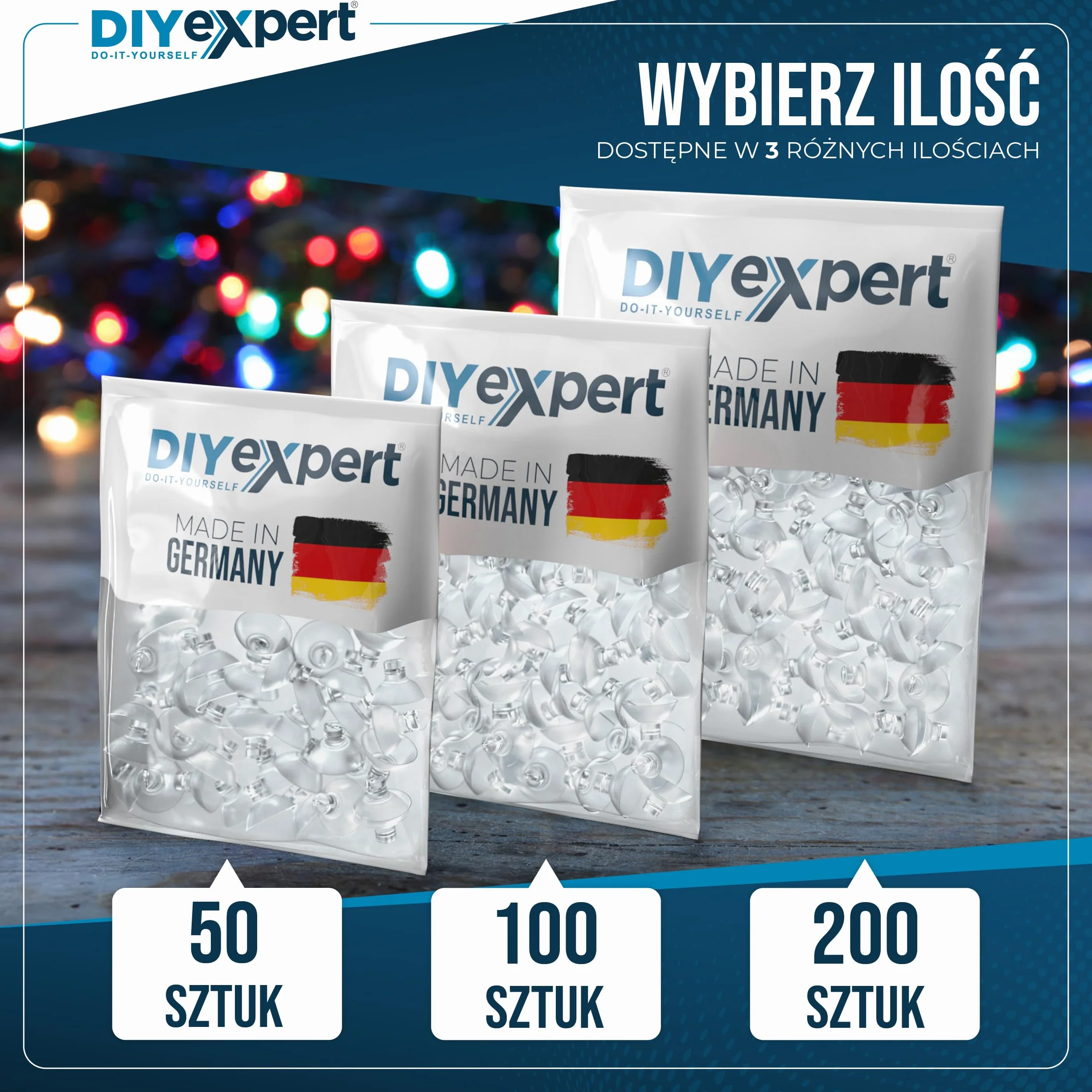 DIY expert 100 x przyssawka do łańcuchów świetlnych, Ø 20 mm, przyssawka, haczyk z przyssawką, ssawka szczelinowa, wyprodukowano w Niemczech