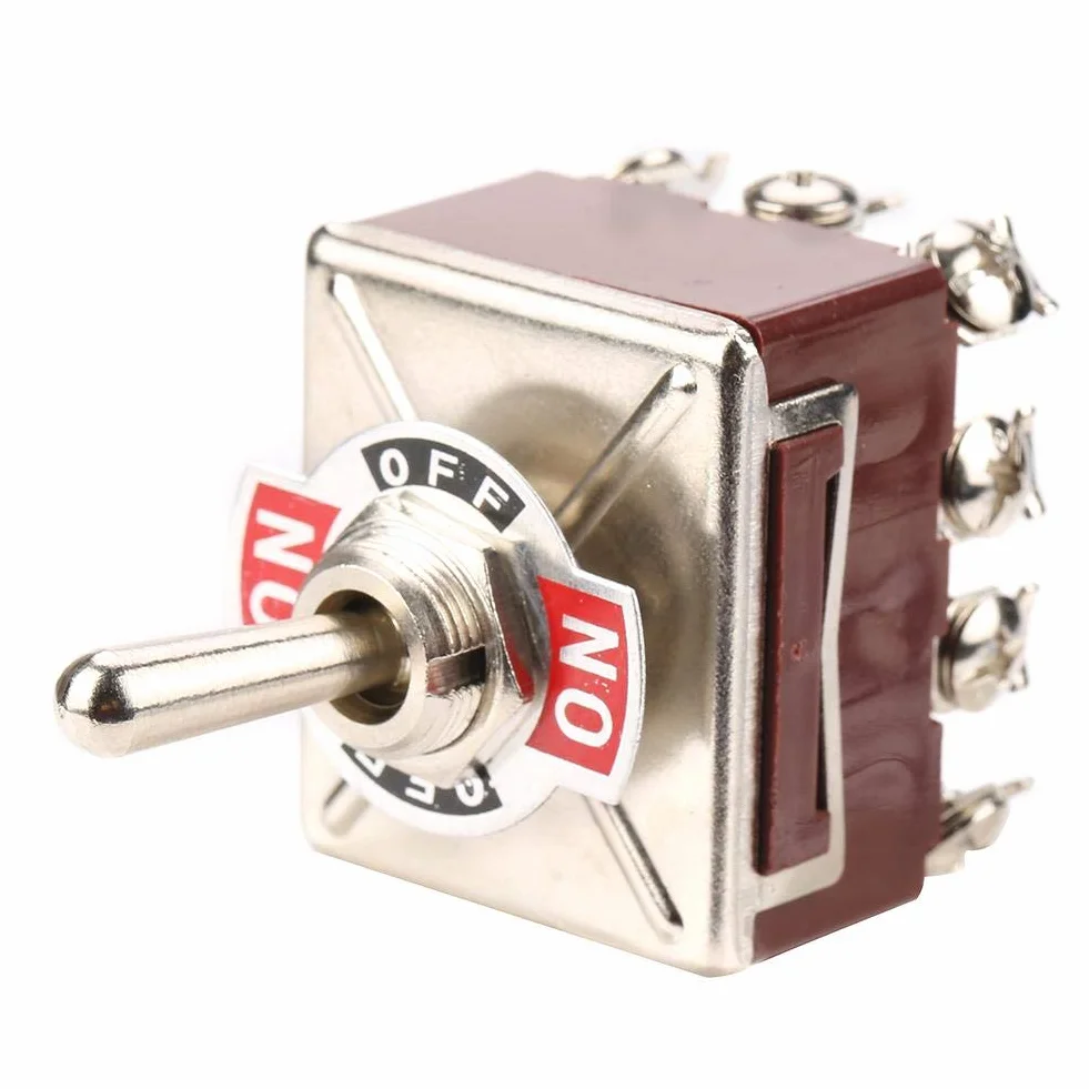 Przełącznik kołyskowy 4PDT ON-OFF-ON 3-pozycyjny 12mm 15A/250VAC 10A/380VAC