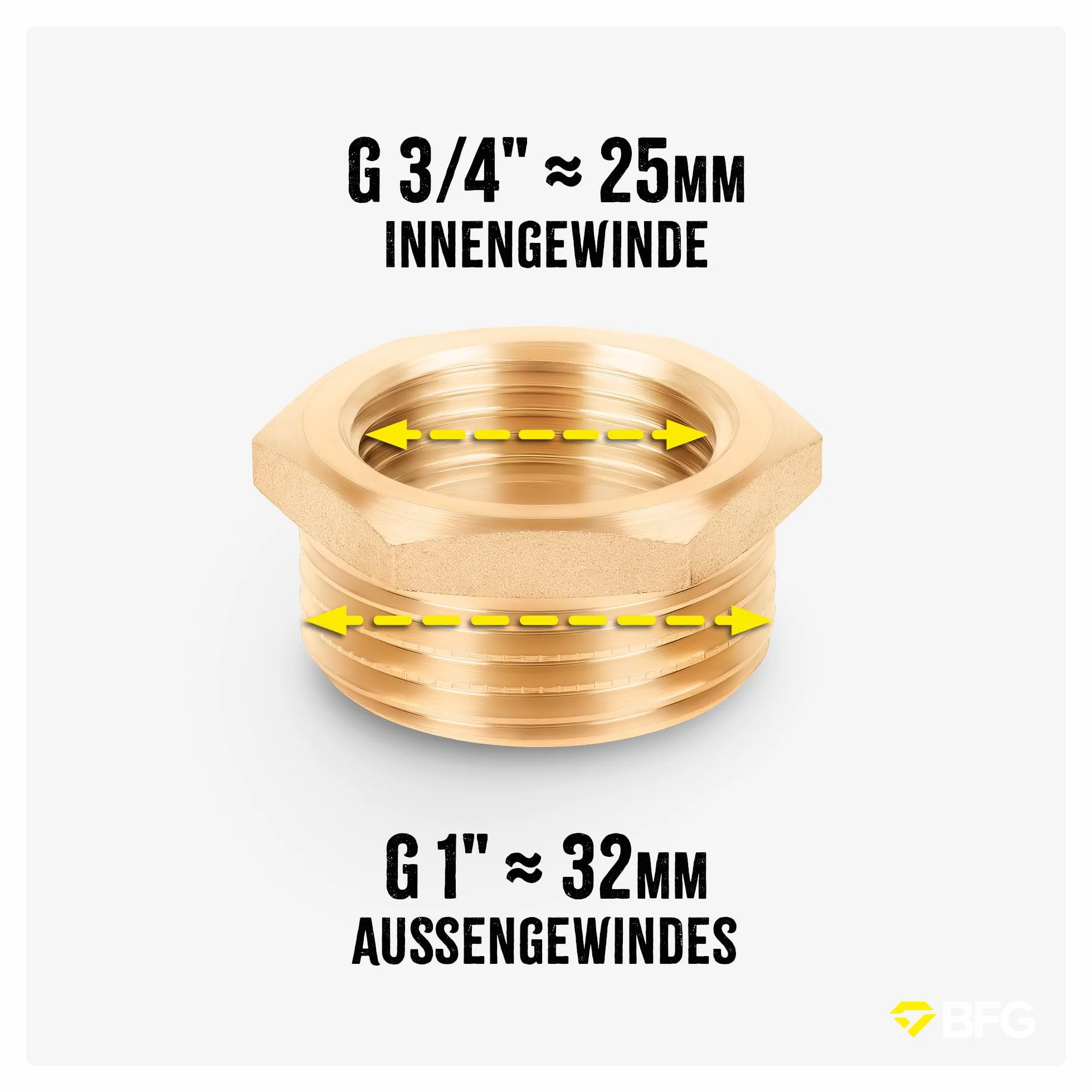 BFG Redukcja 1" (32 mm) GZ / 3/4" (25 mm) GW - 4 szt., Mosiężna Złączka do Wody Pitnej