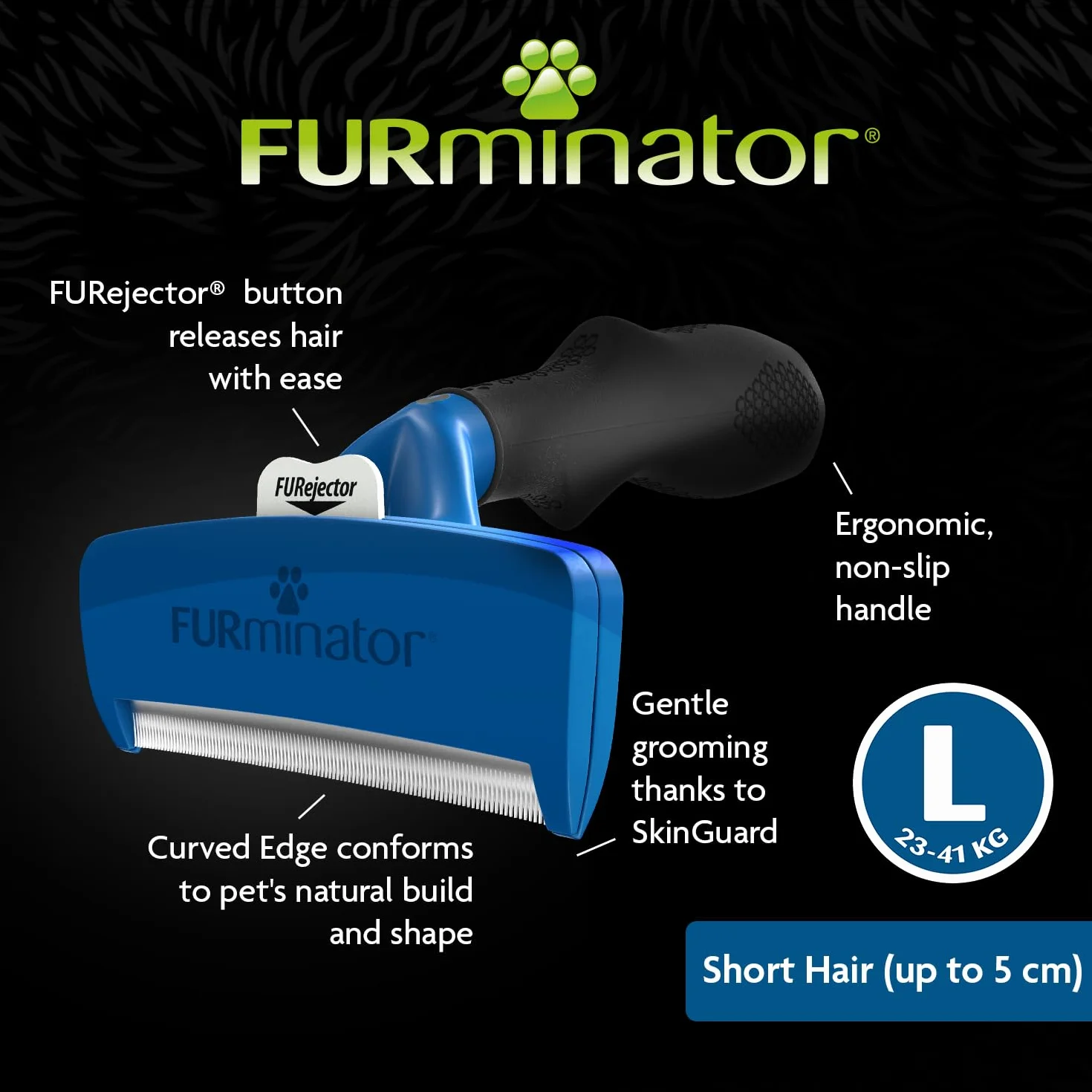 Furminator T691656 Zgrzebło do Pielęgnacji Sierści Dużych Psów, L, Czarny/Niebieski