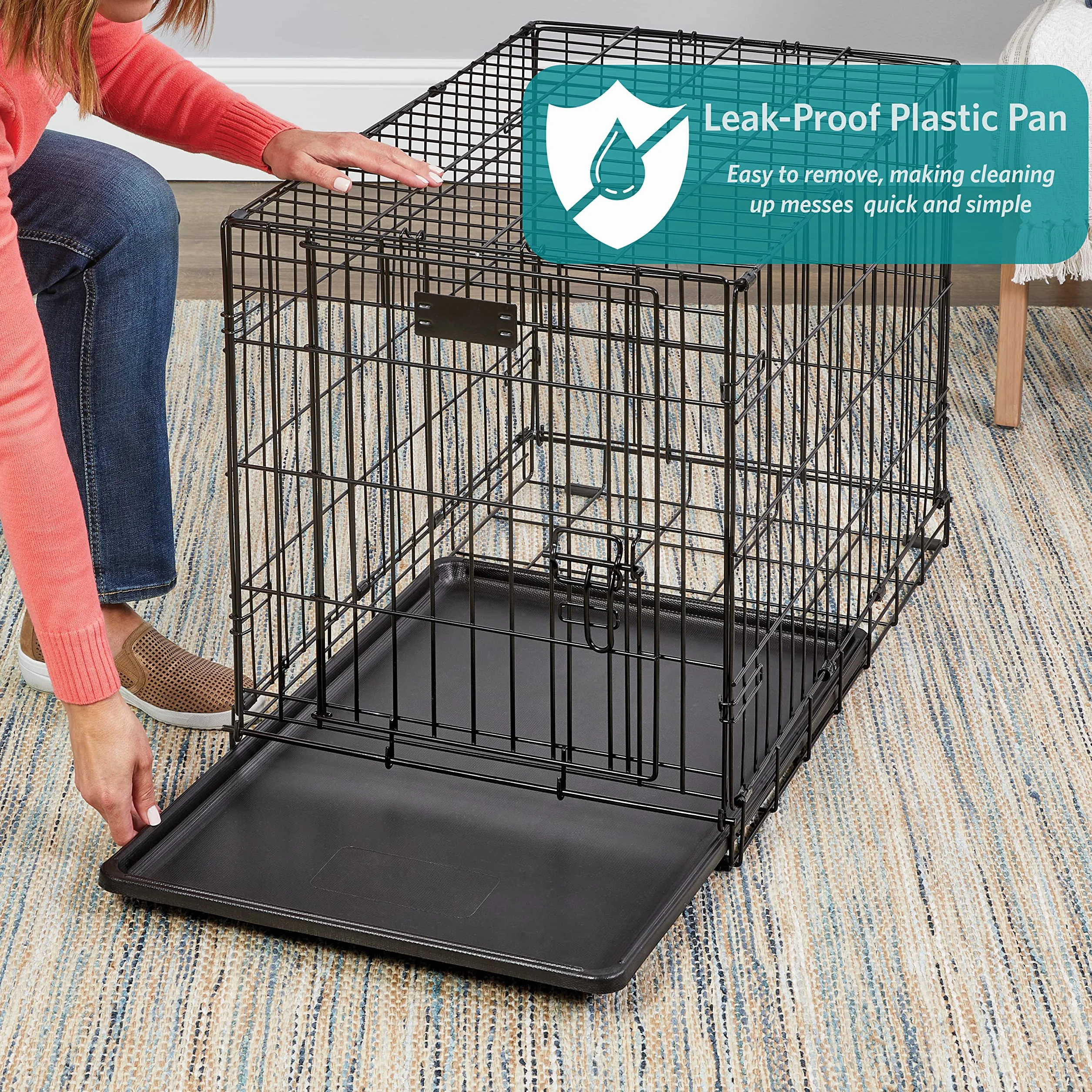 MidWest Homes for Pets 24-Inch Two-Door iCrate Folding Dog Crate with Divider Panel, Leak-Proof Tray & Secure Latches – Metal Wire Kennel for Small Breeds – Portable, Durable & Easy to Assemble