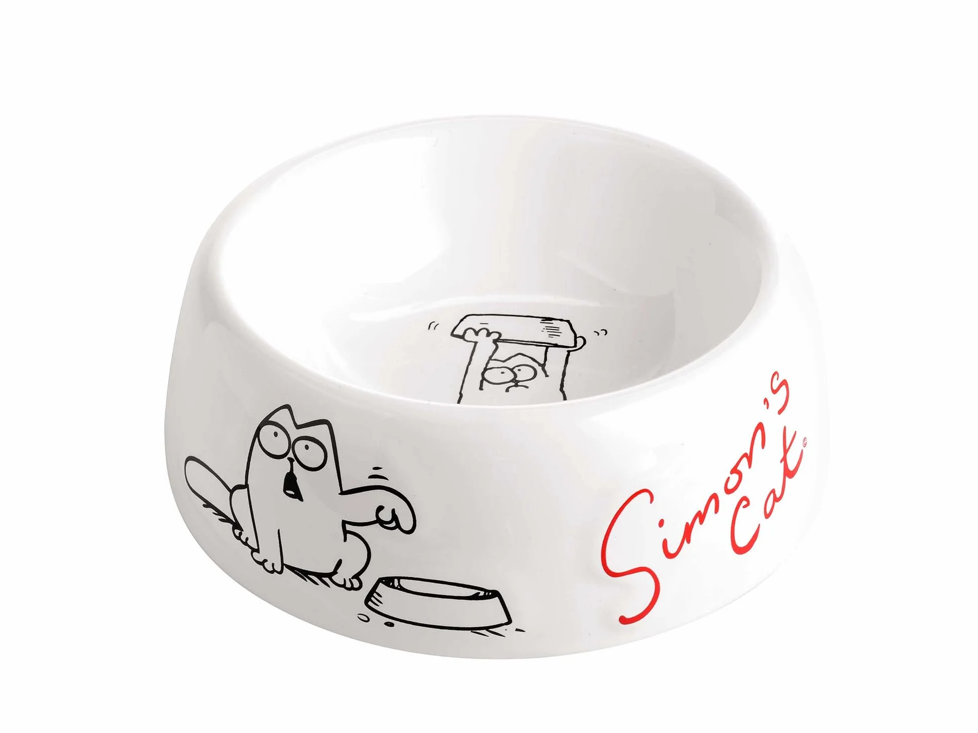 Karlie 44446 Miska dla Kota z Motywem Simon's Cat, ⌀ 14.5 cm, Biały