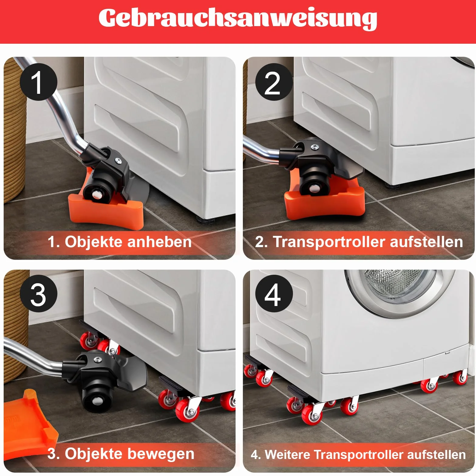 Wózek meblowy na kółkach, wytrzymały wózek meblowy z 4 kółkami, nośność 350 kg, obracany o 360 stopni, łącznie z podnośnikiem do mebli, do sofy, szafy, szafy