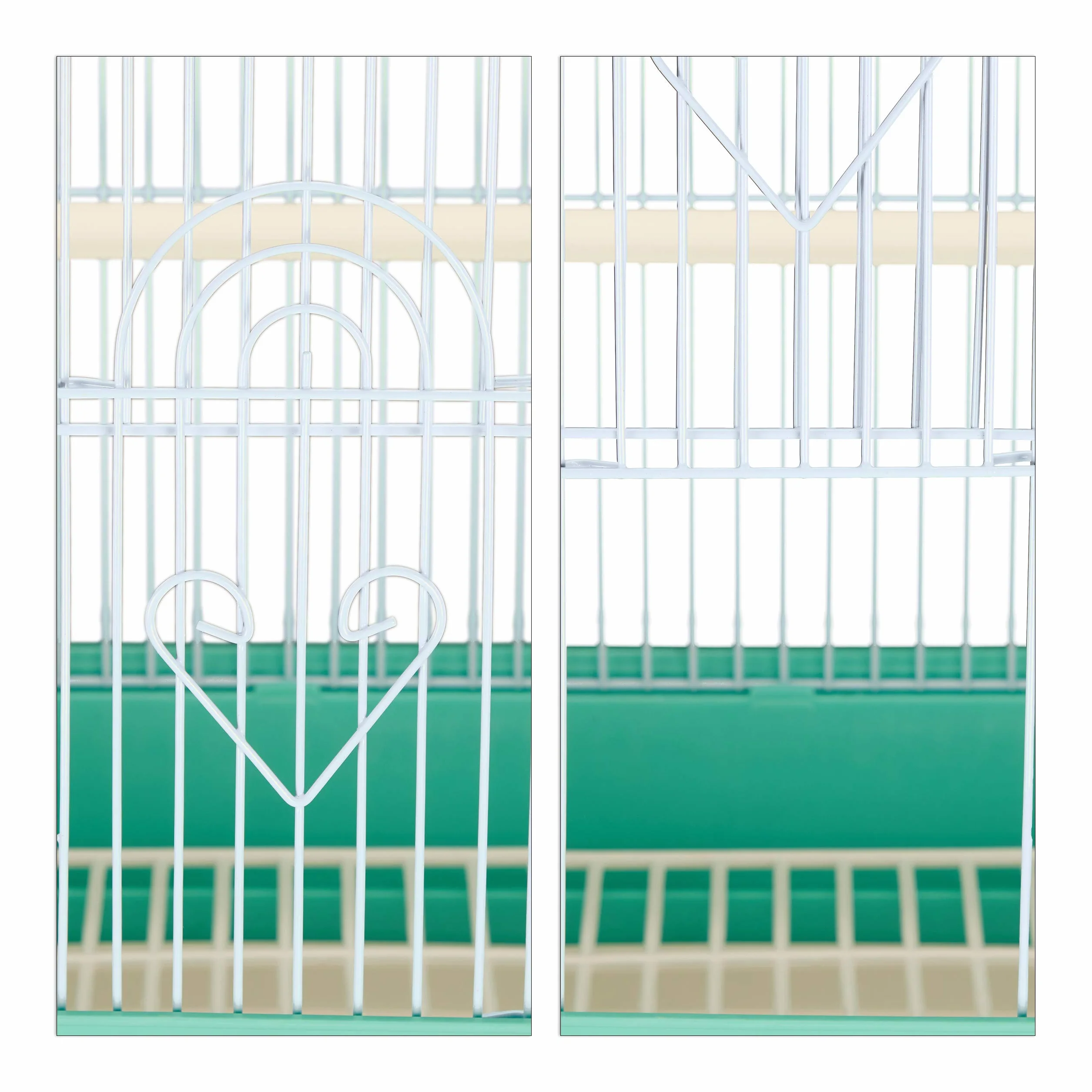 Relaxdays Bird Cage klatka dla ptaków kanarków, drążki do siedzenia i miski na karmę, wys. x szer. x gł.: 49 x 39,5 x 32 cm, jasnoniebieska/miętowa zieleń, tworzywo sztuczne