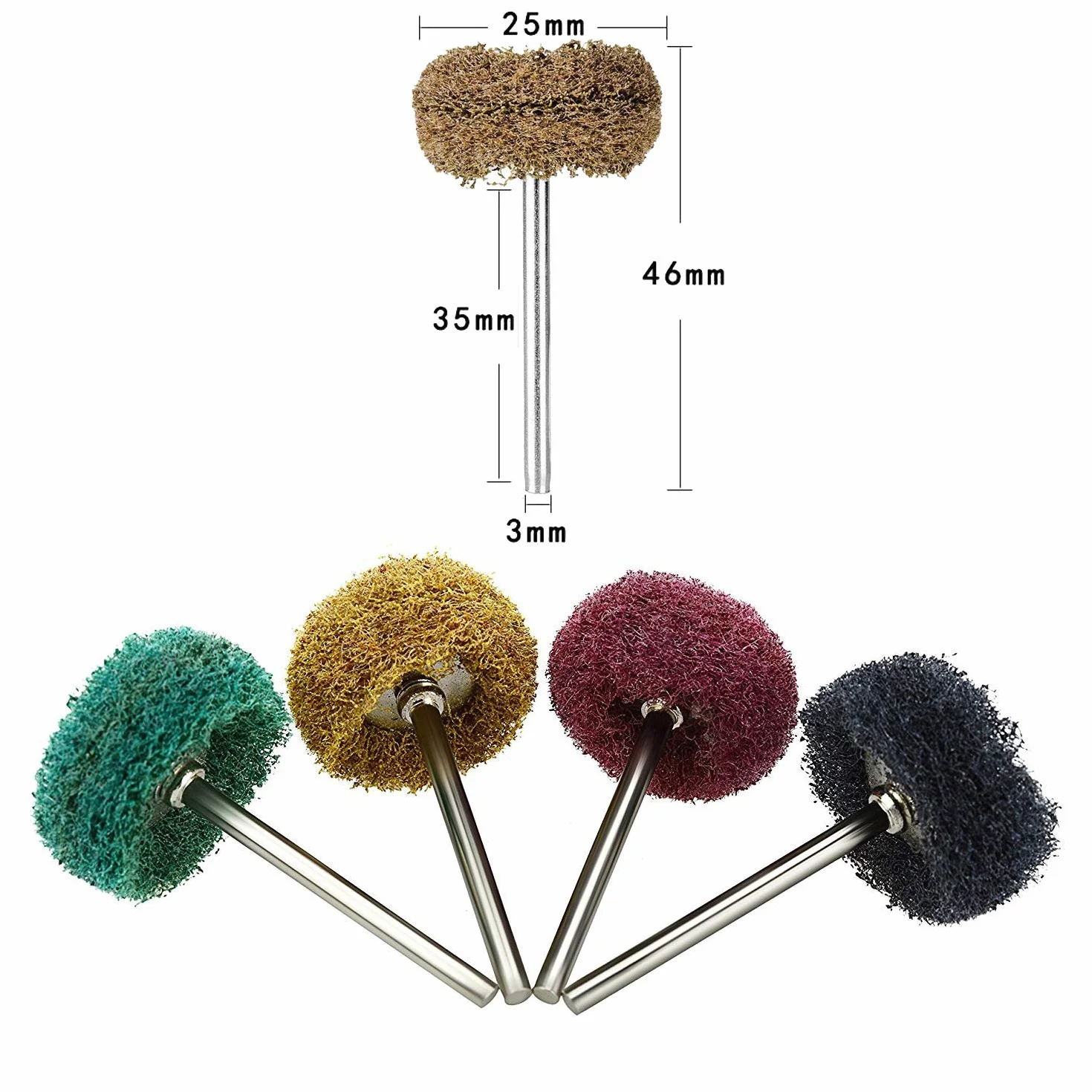 40 sztuk ściernych kół, 1" (25 mm) ścierne tarcze polerskie zestaw do ściernych narzędzi obrotowych Dremel - 1/8" (3 mm) trzpień