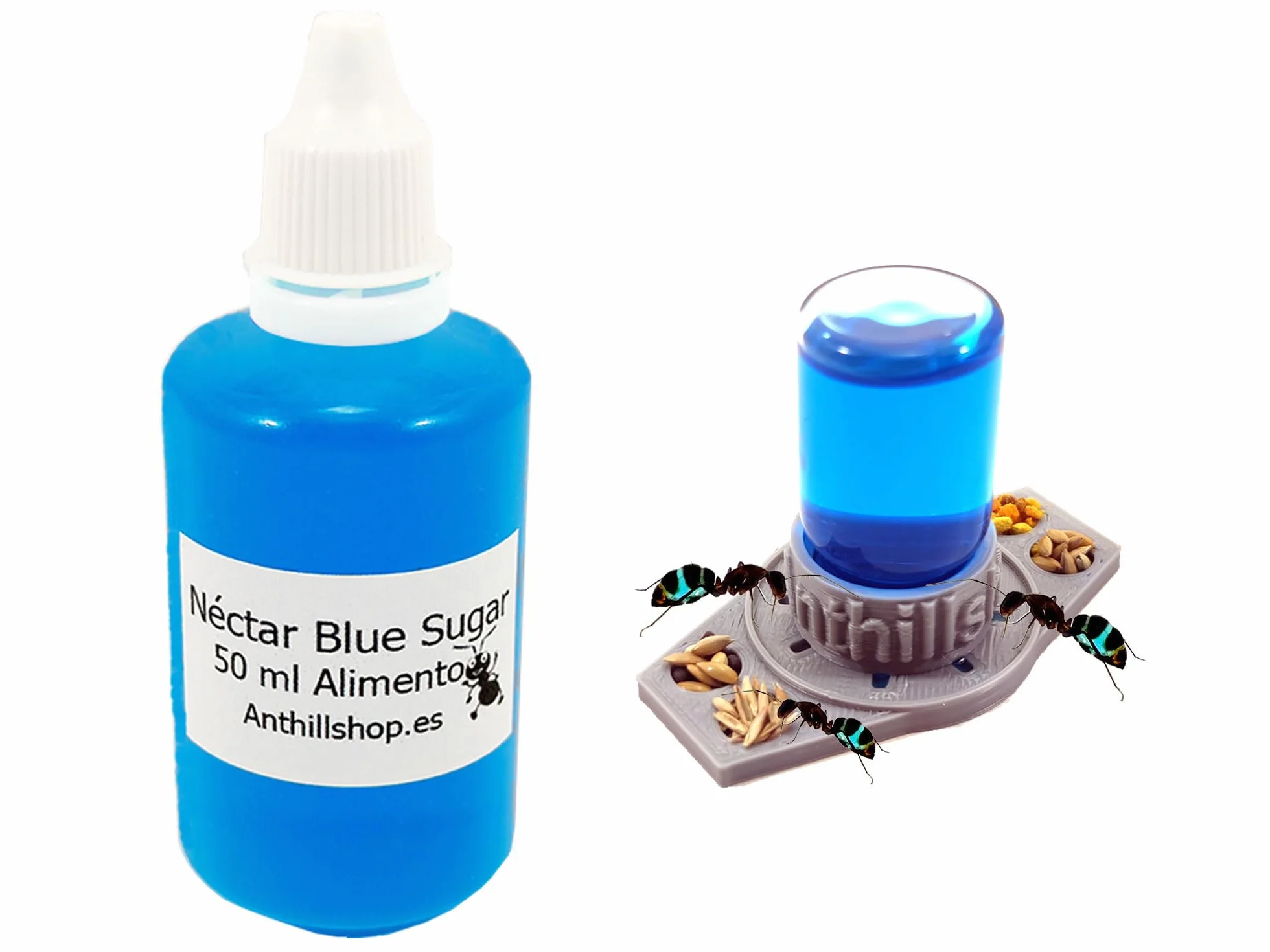 AS AnthillShop Pokarm dla mrówek┃Nectar Blue Sugar 50 ml plus poidło 3D z 4 kroplami┃Nieodparty dla Twoich mrówek┃Nie może zabraknąć w Twoich mrowiskach Niezbędny pokarm dla Twoich mrówek