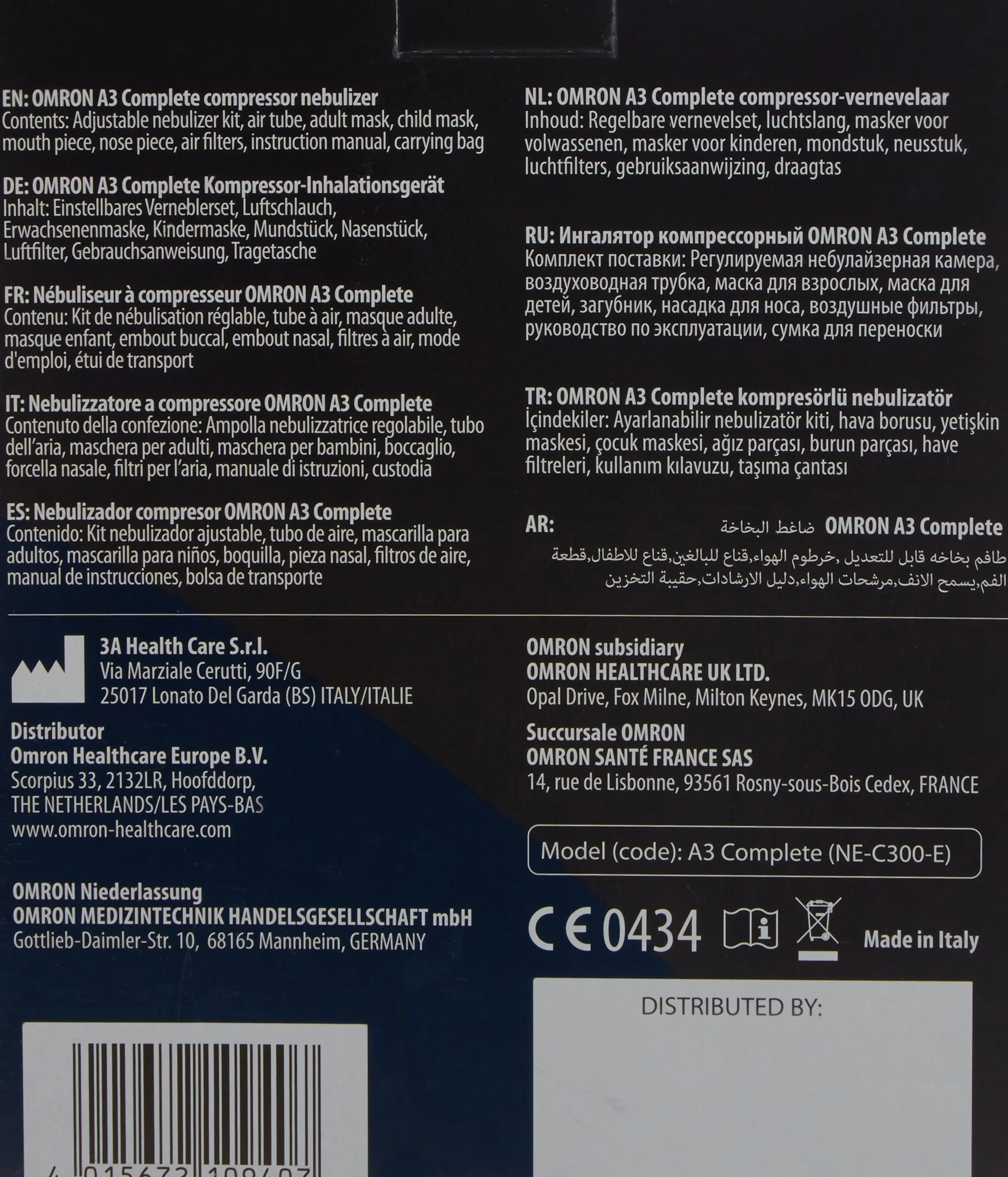OMRON A3 Complete zestaw nebulizatora oryginalne akcesoria