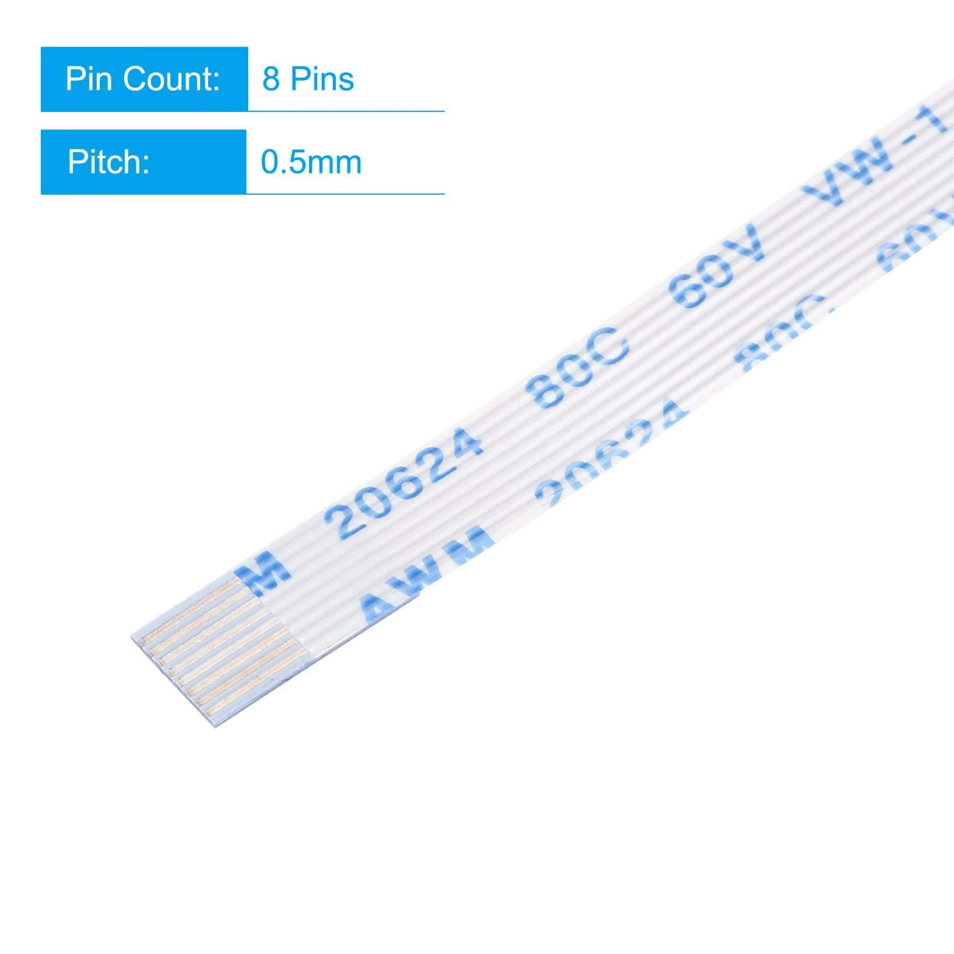 sourcing map Zestaw 10 kabli FFC FPC 8 pinów 0,5 mm 100 mm typ A do drukarki LCD 3D