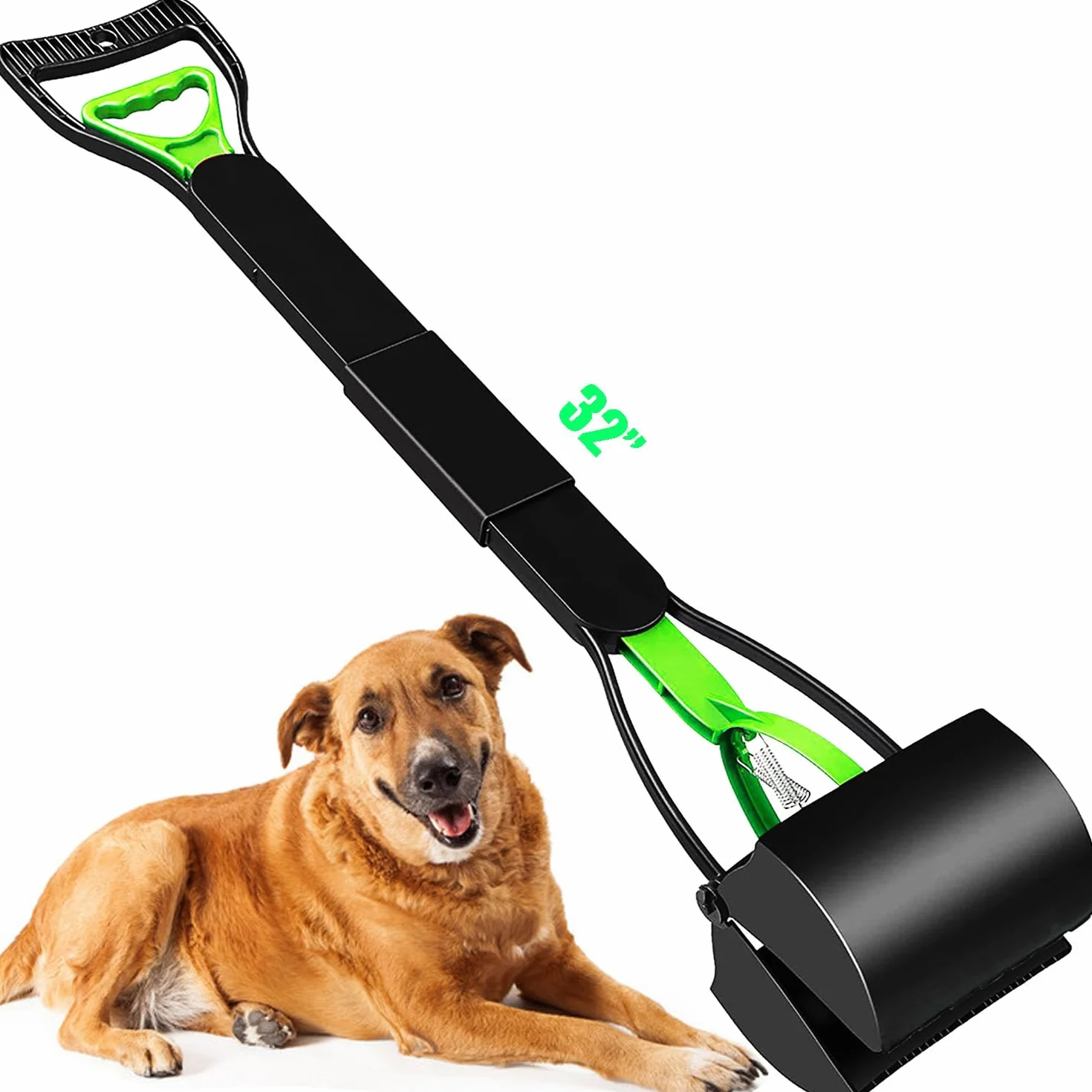 Łyżka do pooper 81 cm dla dużych małych psów, wytrzymała, długa rączka, szufelka na podwórko, trawę, żwir, łapacz kupy dla psów z materiałem o wysokiej wytrzymałości i trwałą sprężyną