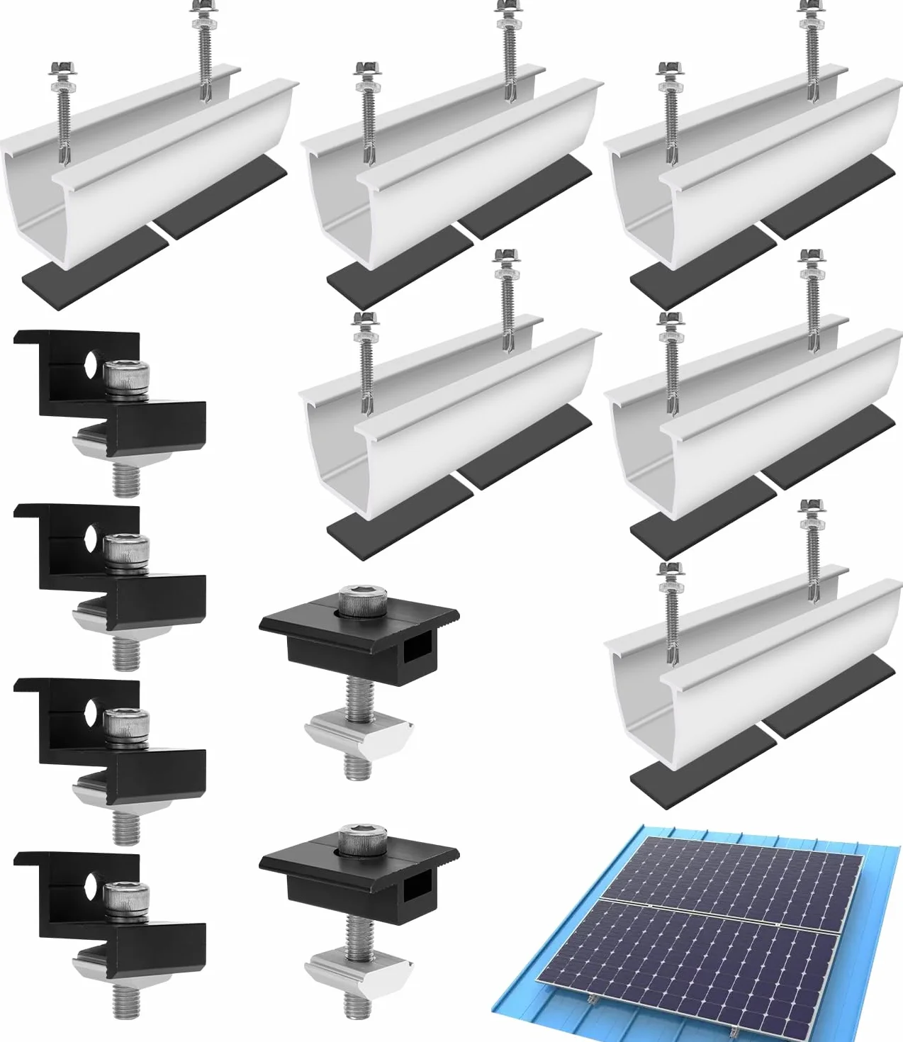 LEAZZLE zestaw montażowy uchwyt solarny płaski dach szyna mocująca PV panel słoneczny