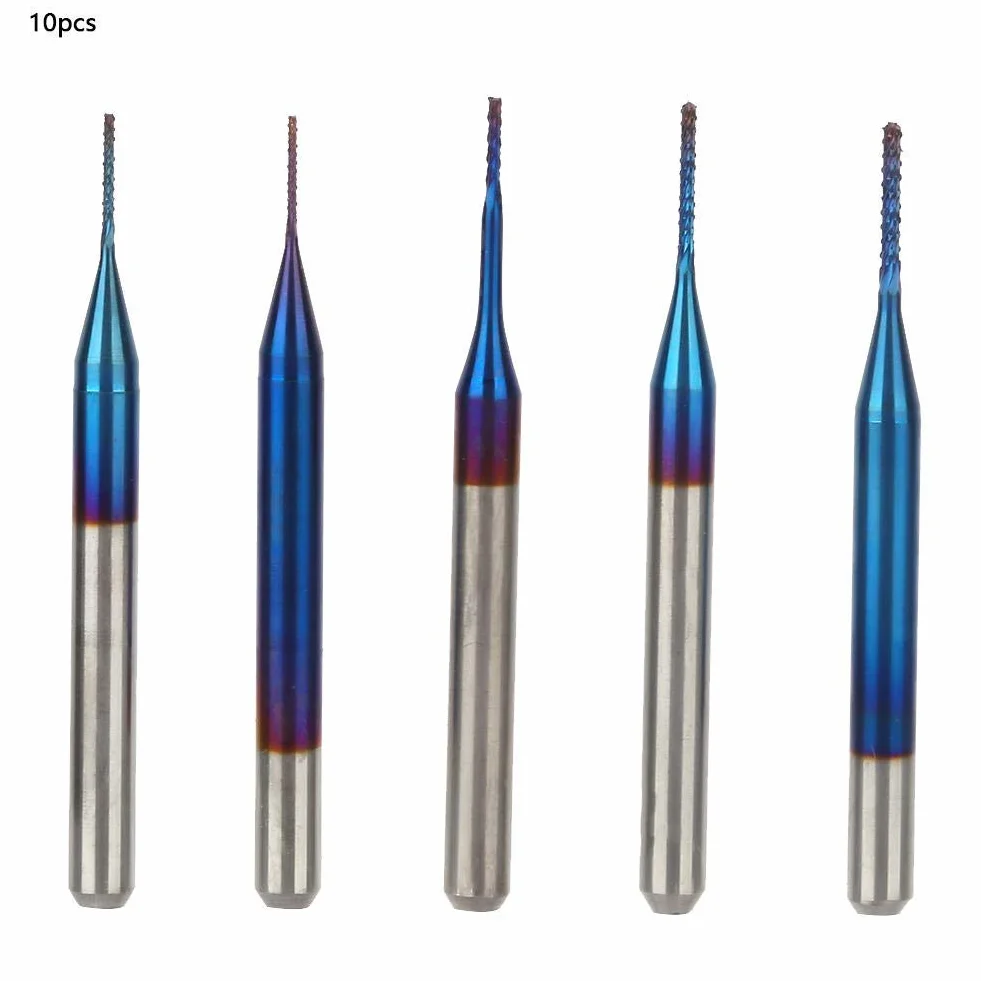 Wolframfräser Blau Beschichtet Spiralfräser Fräsmaschine CNC Fräser Set 0.8mm