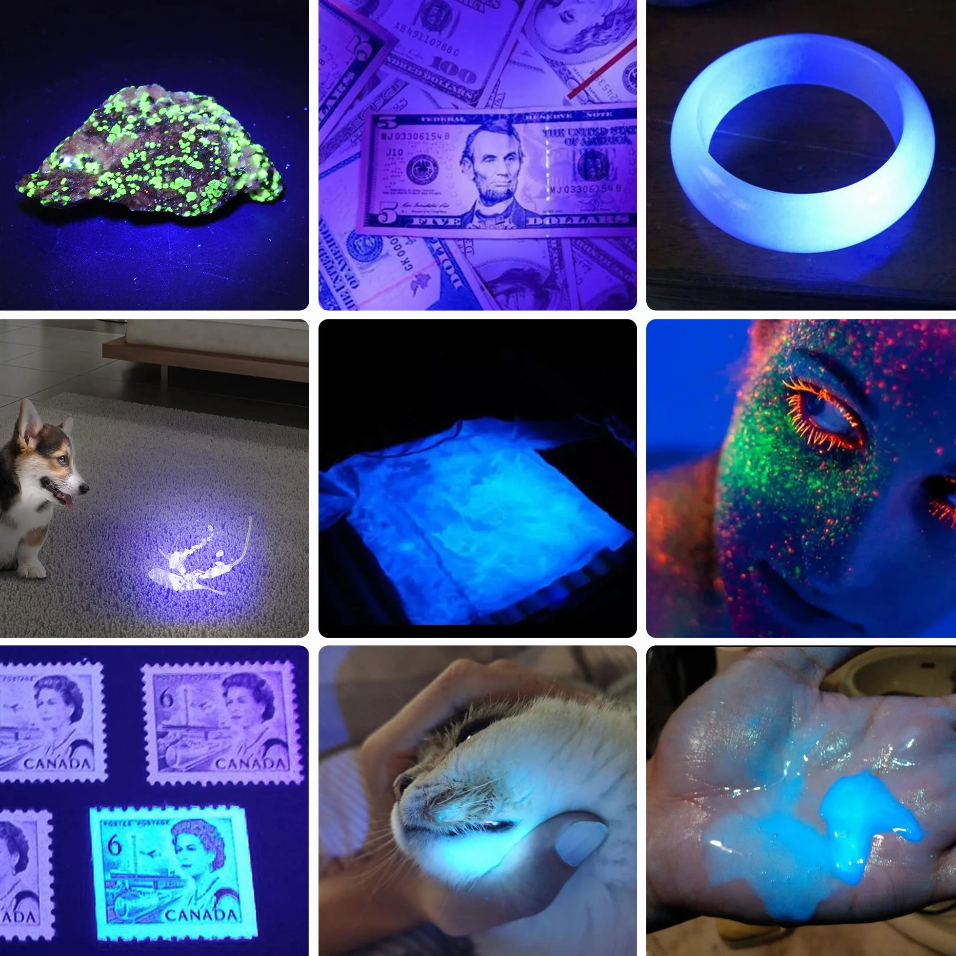 DARKBEAM Latarka UV 365 nm i 395 nm Blacklight ładowalna USB, lampa Wooda, ultrafioletowe czarne światło LED, przenośna, wykrywacz moczu zwierząt domowych, kotów, plam, utwardzania żywicy, szkła