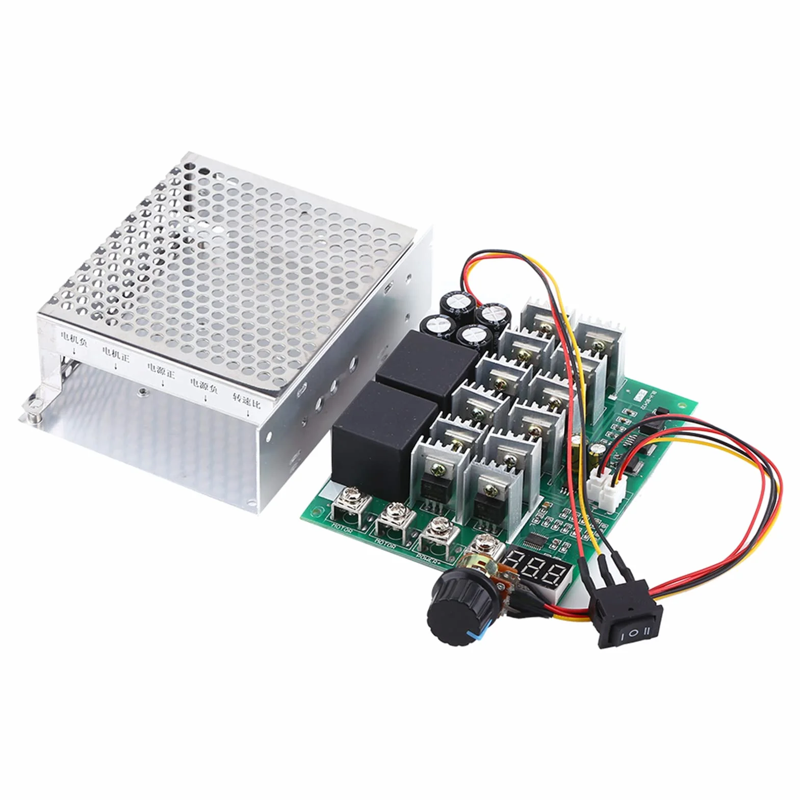 DC10V-55V Regulator Prędkości Sterownik Silnika Prądu Stałego Silnik Prądu Stałego z Zestawem Kontroli Prędkości 60A Regulator Prędkości Silnika Wyświetlacz Cyfrowy Przełącznik Kierunku Cofania Regula