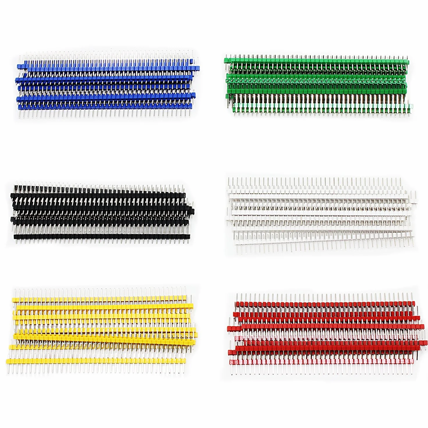 Aussel 6 kolorów 40-pinowy męski nagłówek pinowy 2,54 mm płytka PCB jednorzędowy złącze do Arduino Shield 60 sztuk