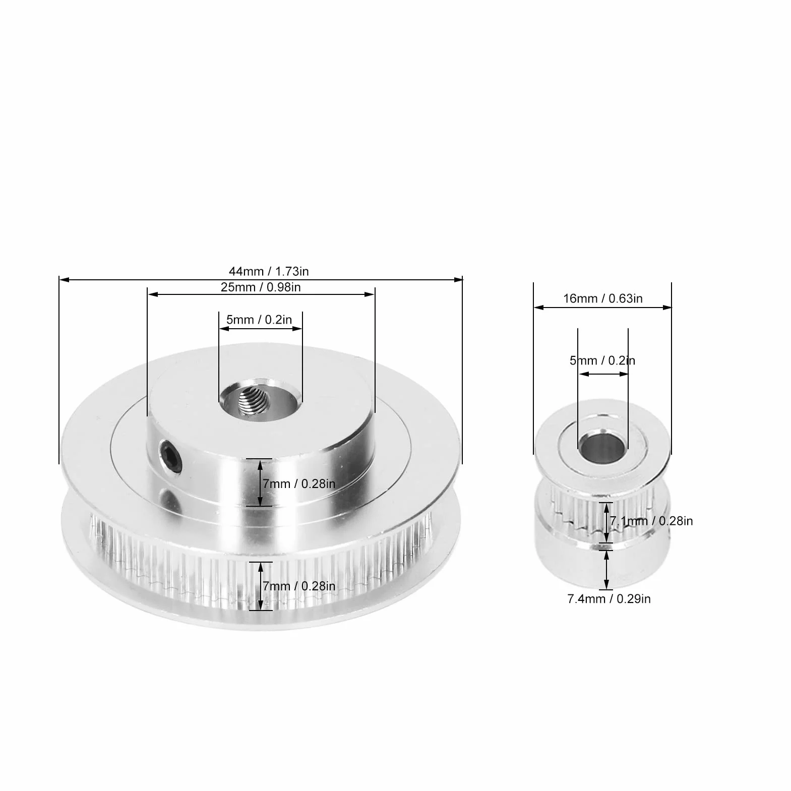 2-pakowe Koło Synchroniczne - Elastyczny, Zamknięty Pasek Rozrządu 20T 60T, Koło Rozrządu ze Stopu Aluminium Długość 200mm, Szerokość 6mm(Otwór 5mm/0.2in)