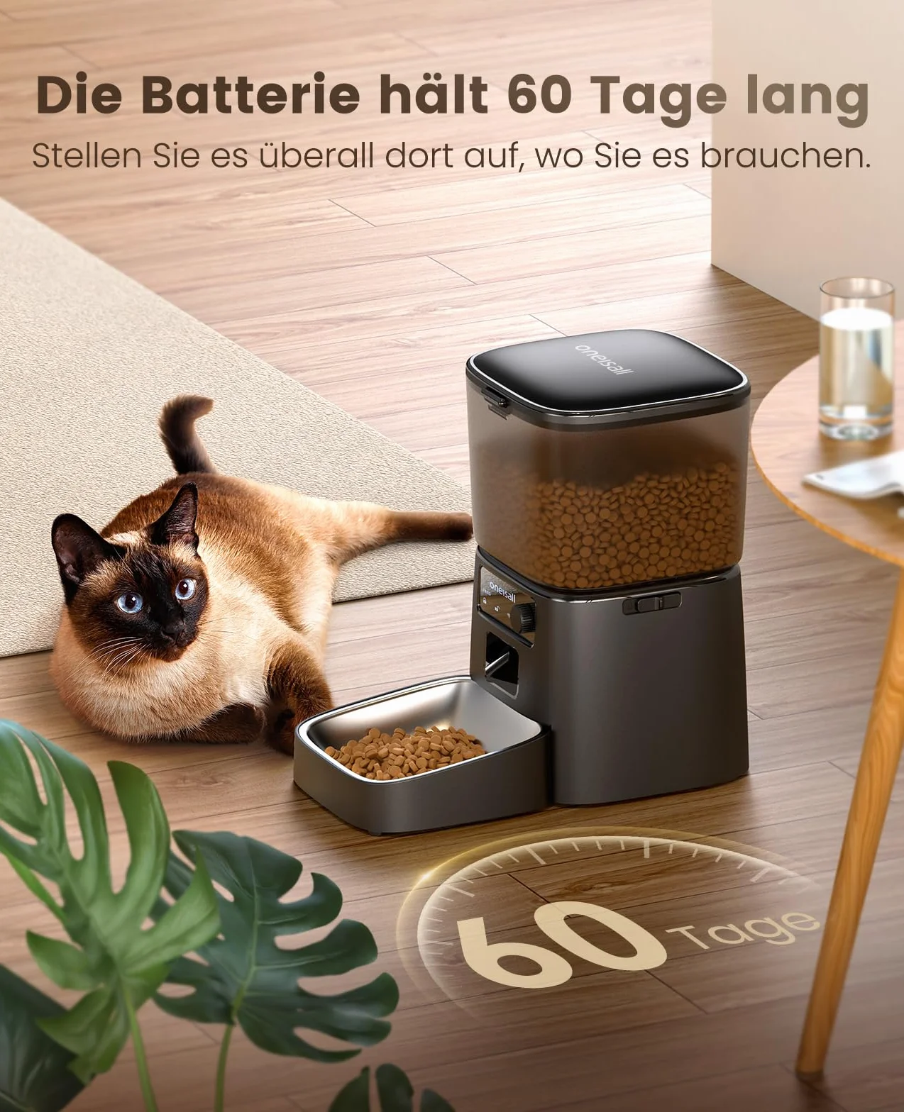 oneisall 3,5 l, automatyczny podajnik karmy dla kotów, inteligentny podajnik WiFi, automatyczny dystrybutor karmy dla kotów, sterowanie aplikacją, 1-10 posiłków dziennie, dozownik żywności