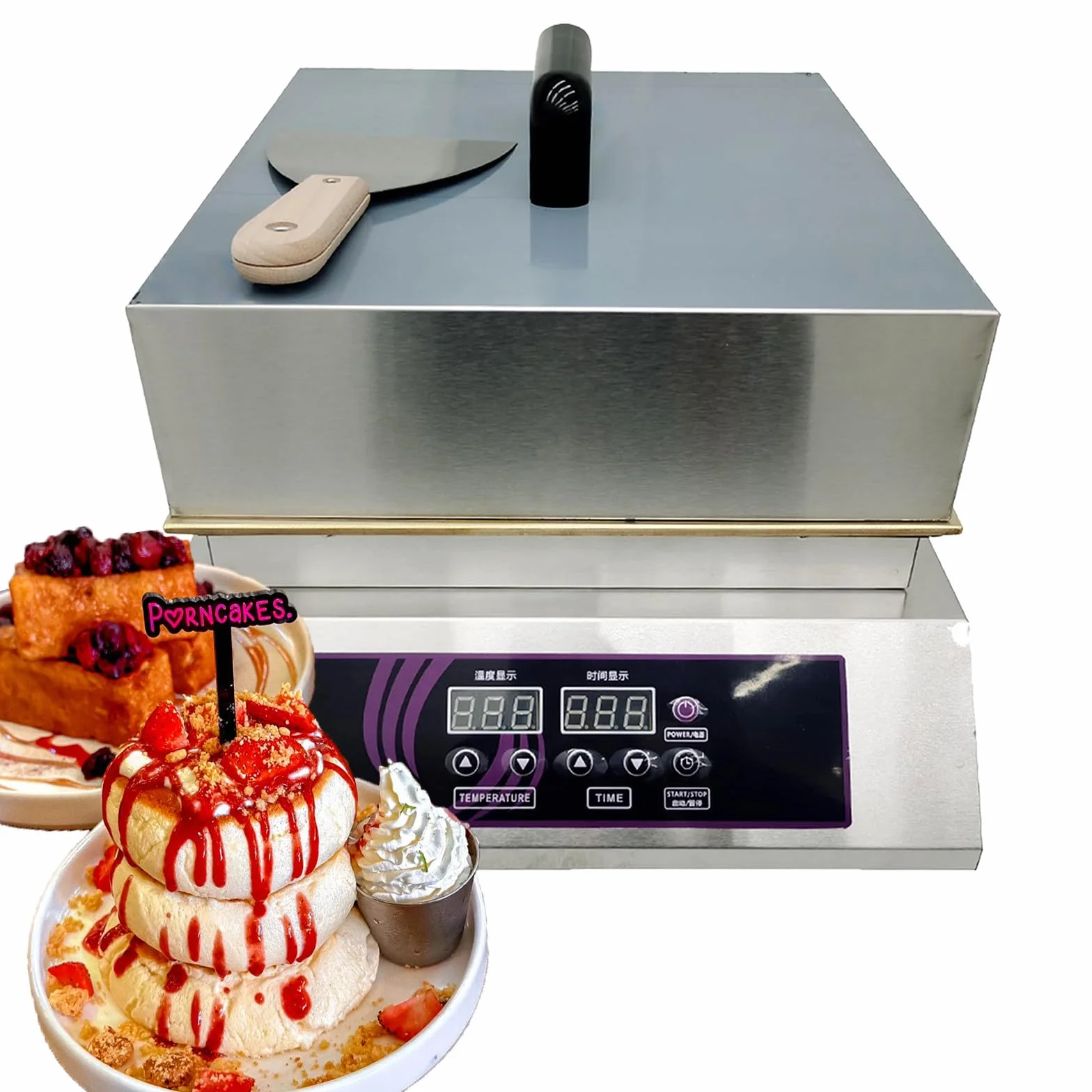 Elektryczna maszyna do sufletów Dorayaki Baker z podwójnym blatem i cyfrowym wyświetlaczem 26,3 x 13,8 cala