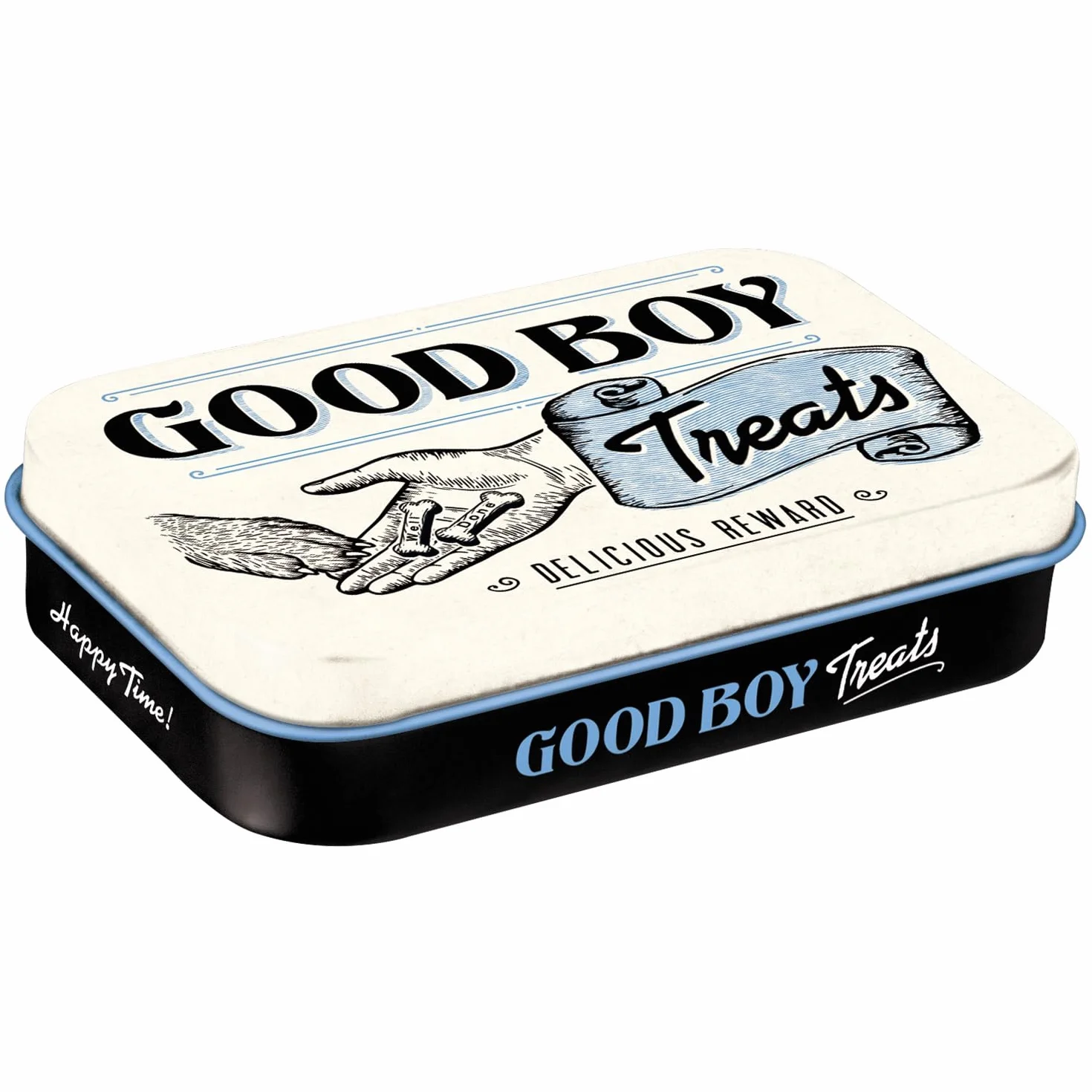 Nostalgic-Art Good Boy Treats puszka na smakołyki w stylu retro, pomysł na prezent dla właścicieli psów, pudełko na przysmaki dla psów, styl vintage, 6 x 9,5 x 2 cm