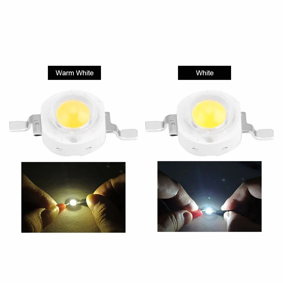 100 sztuk Układ LED dużej mocy 1 Wat Super jasny intensywność SMD Elementy emitera światła Diody Koraliki do lampy Chip DIY Światła do reflektorów Reflektory (biały 6000 k) (biały 6000 k)