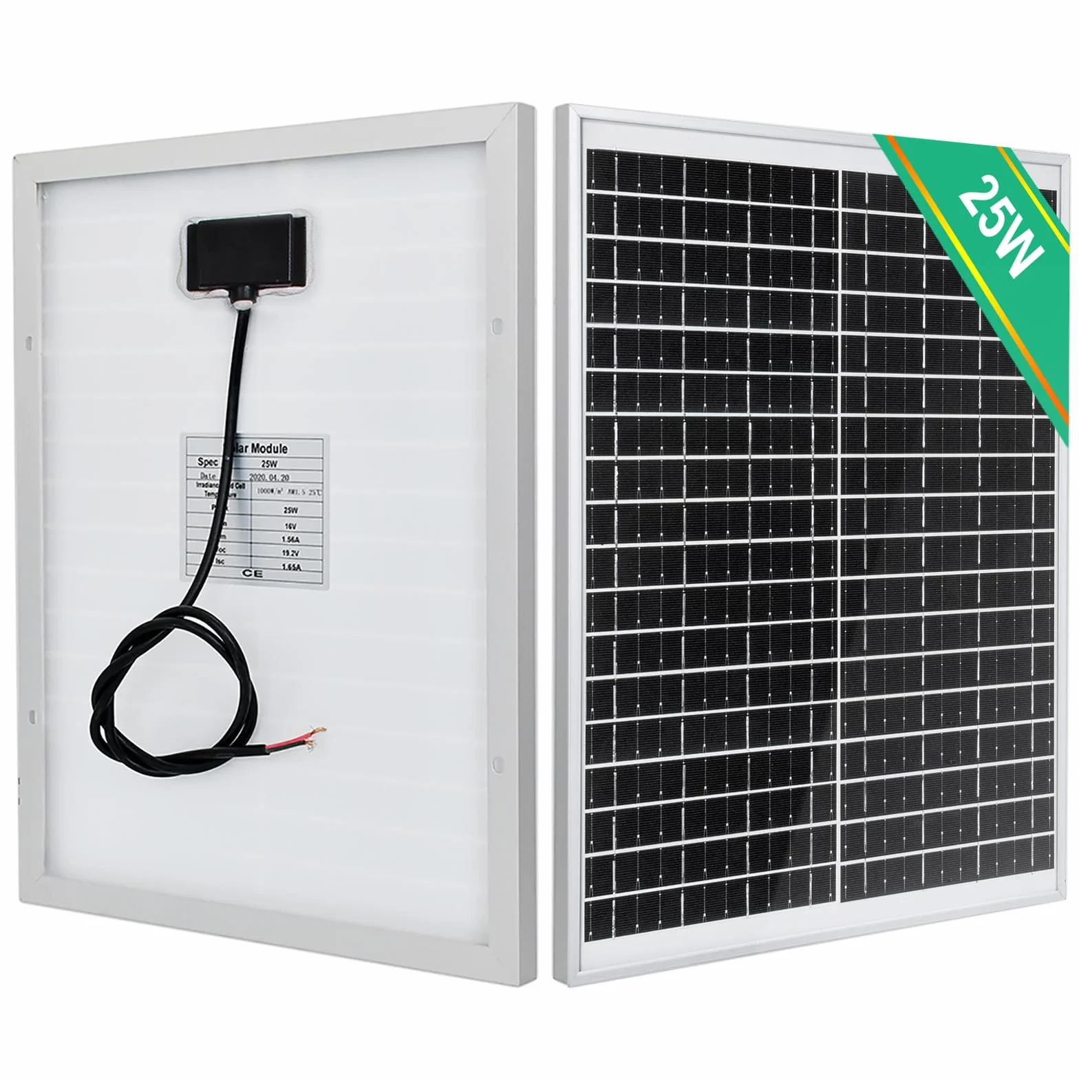 ECO-WORTHY Panel solarny 25 W, 12 V, IP65, wodoszczelny, nadaje się do samochodu, vana, kempingu i podróży