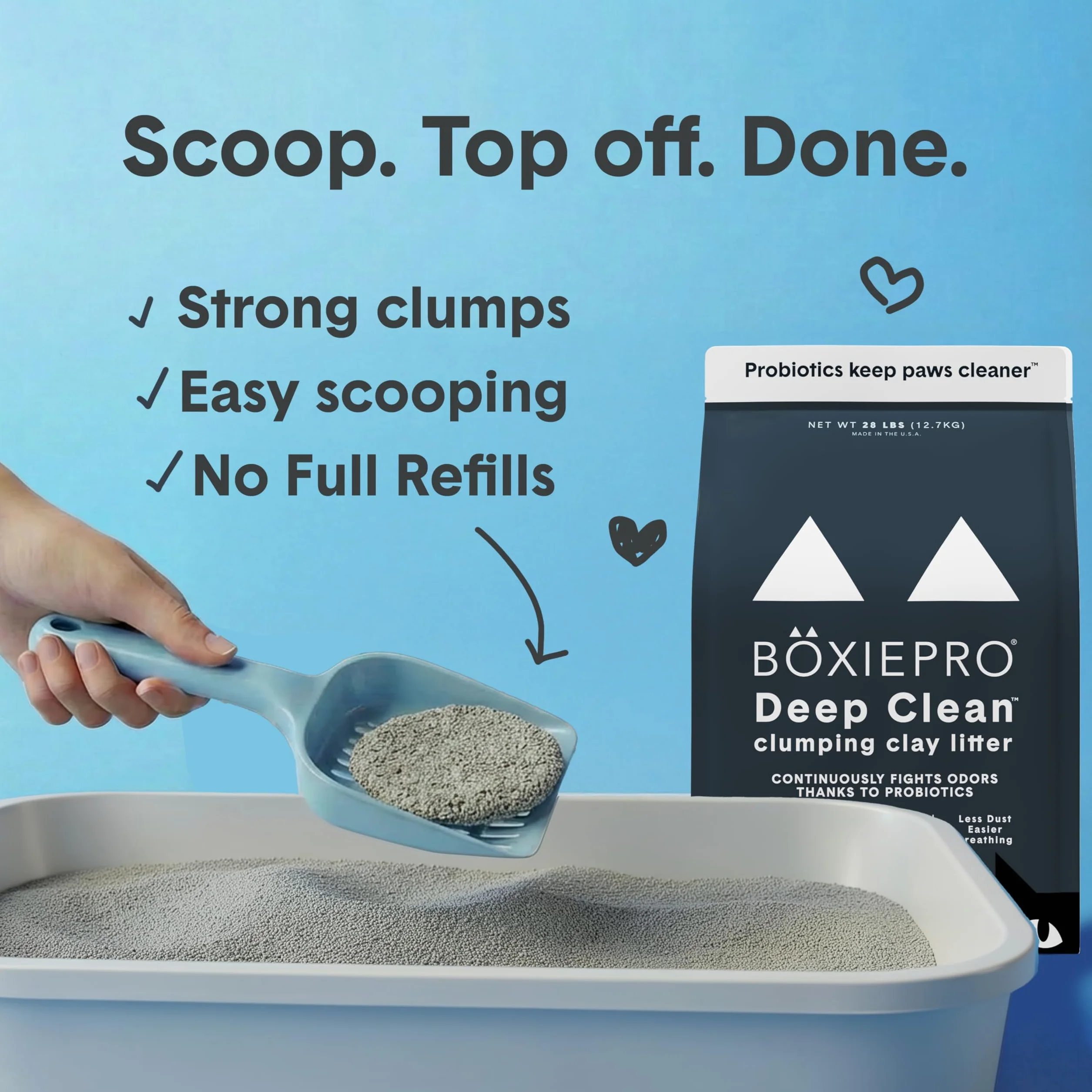 BoxiePro Głęboko oczyszczona, bezzapachowa, probiotyczna bryła dla kotów - formuła gliny - środek czyszczący do domu - ultra czysta kuweta - kontrola zapachu zasilana probiotykami, twarda żwir, 99,9%