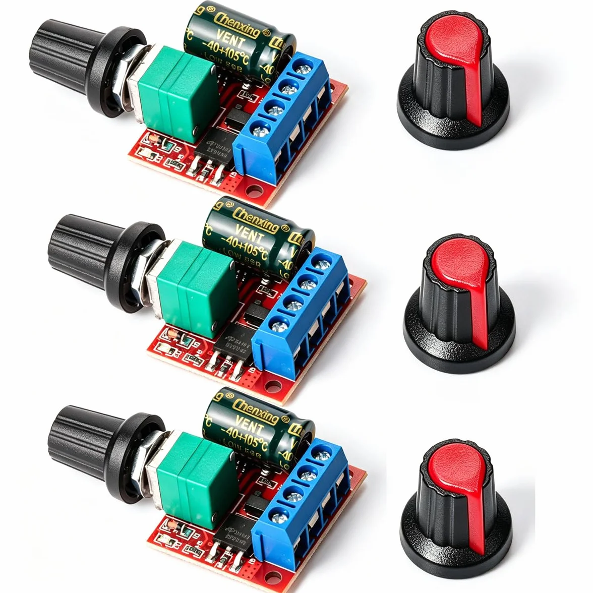 Gebildet 3-częściowy mini regulator prędkości, regulator prędkości PWM, DC 5V-35V 5A regulowany przełącznik PWM, 6 V 12 V 24 V przełącznik ściemniacza z diodą LED