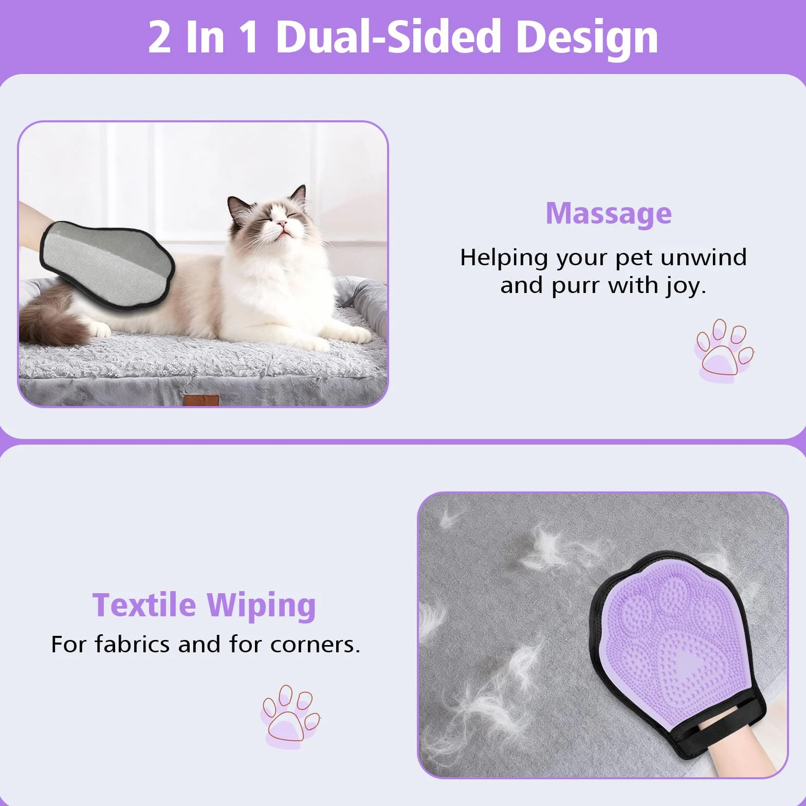 Rękawica do Czyszczenia Sierści - Rękawica do Czesania, Reusable Pet Hair Remover, Stronami do Usuwania Sierści z Ubrań, Sofy, Dywanów