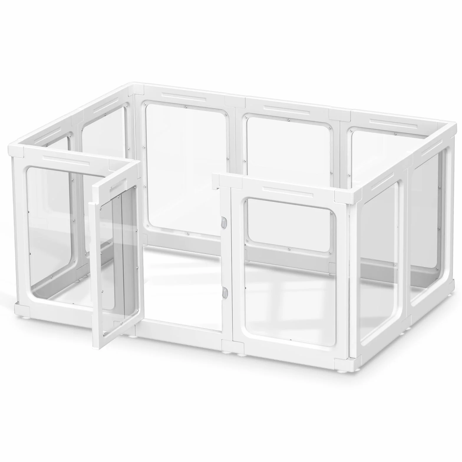 Akrylowy kojec dla psa, 60 cm, przezroczysty, do użytku wewnątrz i na zewnątrz, przenośny, wytrzymały, dla małych i średnich psów, 10 paneli