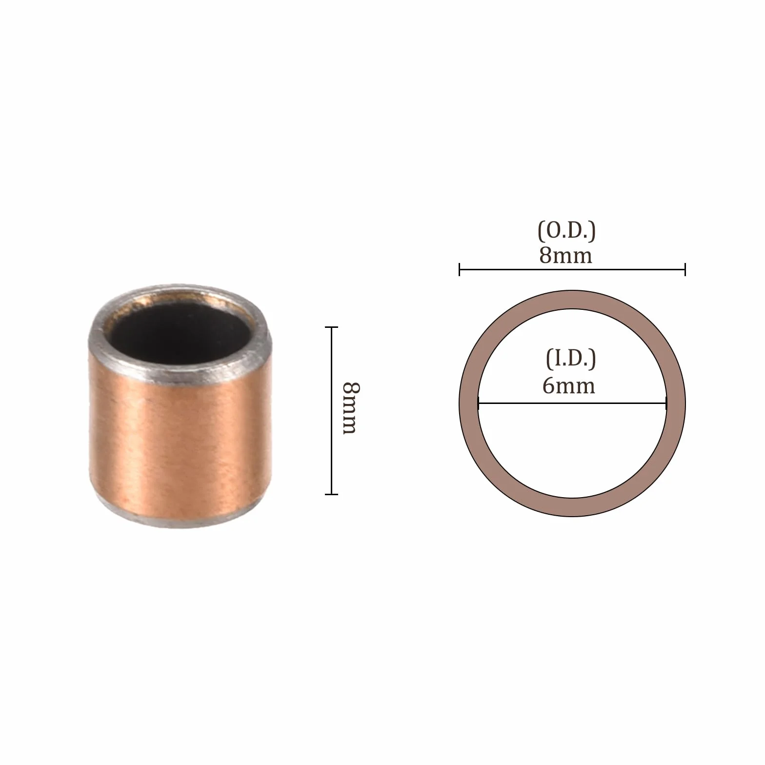 6 szt. tulejek 0608 - [otwór 6 mm x średnica zewnętrzna 8 mm x długość 8 mm] tuleje owinięte bezolejowe ruchy ślizgowe maszyny