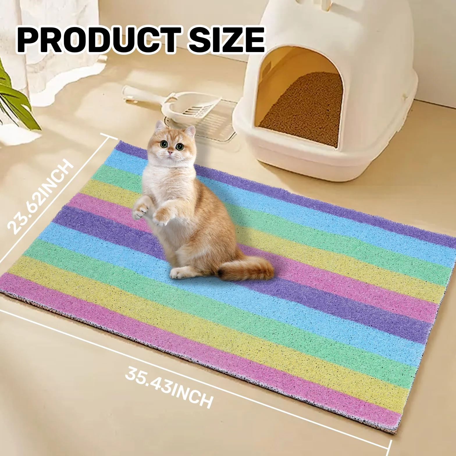 Mata do żwirek dla kotów klasy premium, szczelna, bezzapachowa i łatwa do czyszczenia, 60 x 90 cm