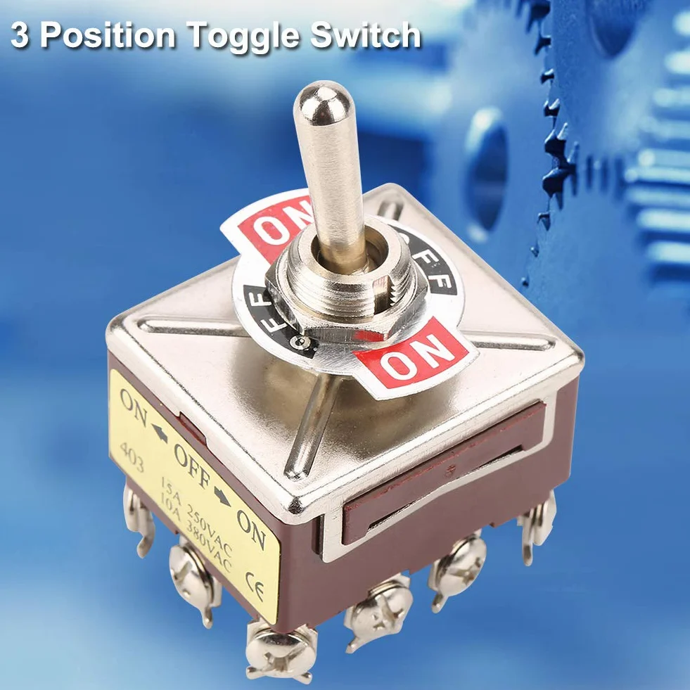 Przełącznik kołyskowy 4PDT ON-OFF-ON 3-pozycyjny 12mm 15A/250VAC 10A/380VAC