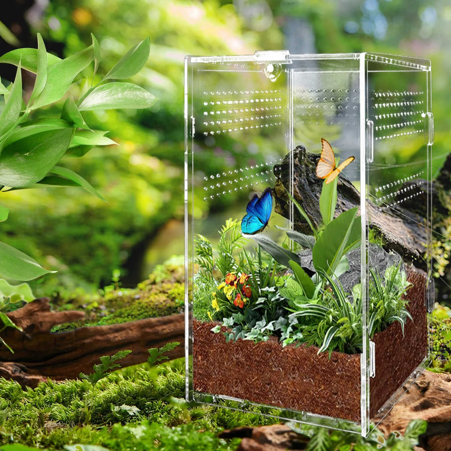 Przezroczysty akrylowy pojemnik na owady, gad hodowla zwierząt, 12 x 12 x 20 cm pojemniki na terrarium do jaszczurki pająka skorpiona stonoga żaba rogata