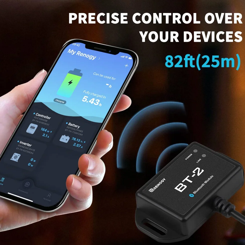 Renogy Moduł Bluetooth BT-2 Port Komunikacyjny RJ45 Bezprzewodowe Monitorowanie dla Regulatorów Ładowania Słonecznego