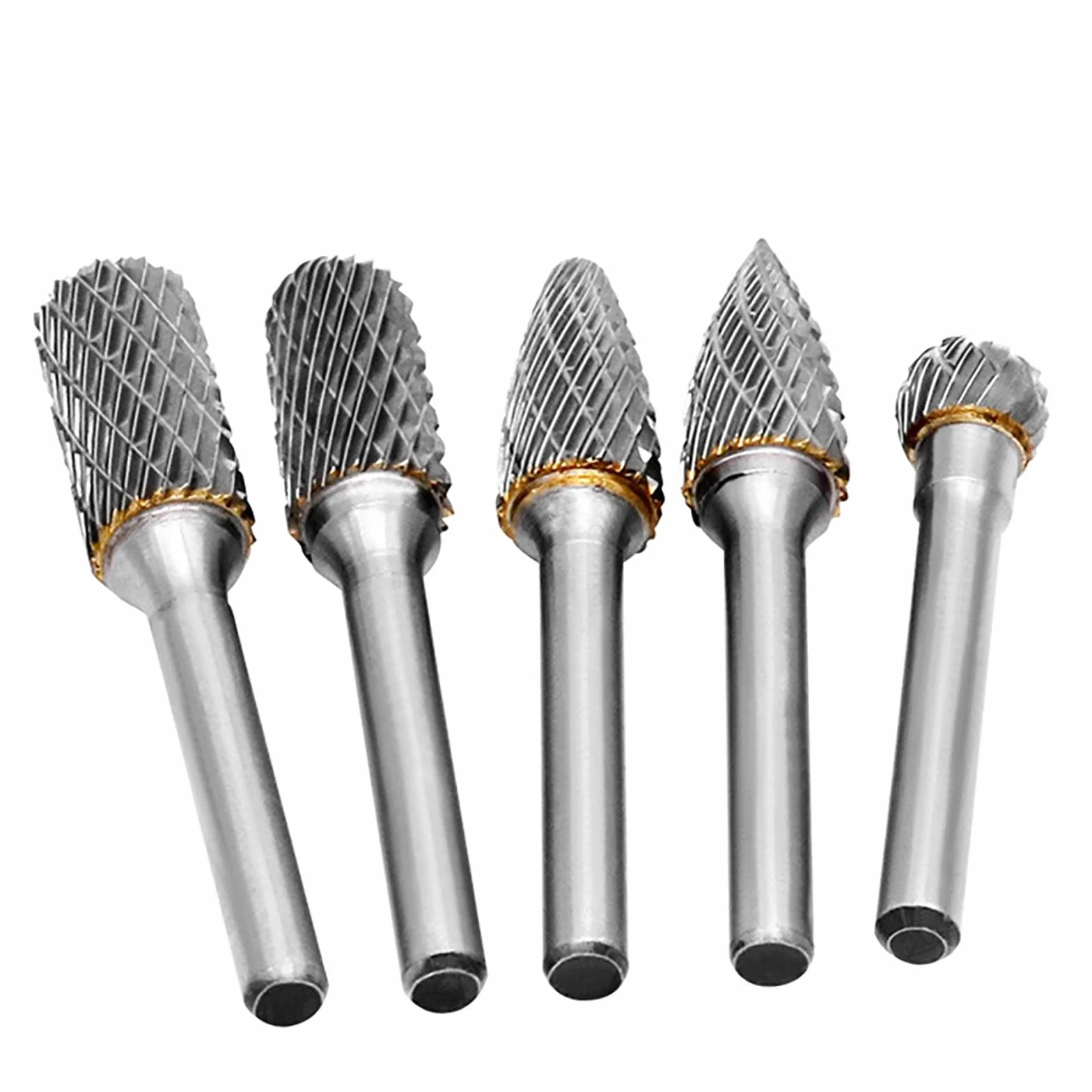 Anhoer Zestaw 5 sztuk frezów z węglika wolframu, trzpień 6 mm, głowica 10 mm, zestaw do szlifierek tnących, rzeźbienia w metalu, polerowania, grawerowania