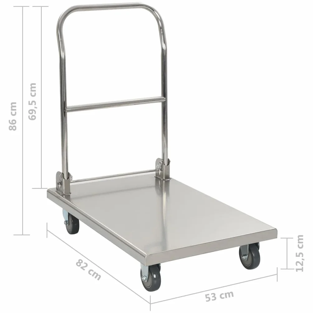 vidaXL Wózek platformowy stal nierdzewna 82x53x86 cm srebrny