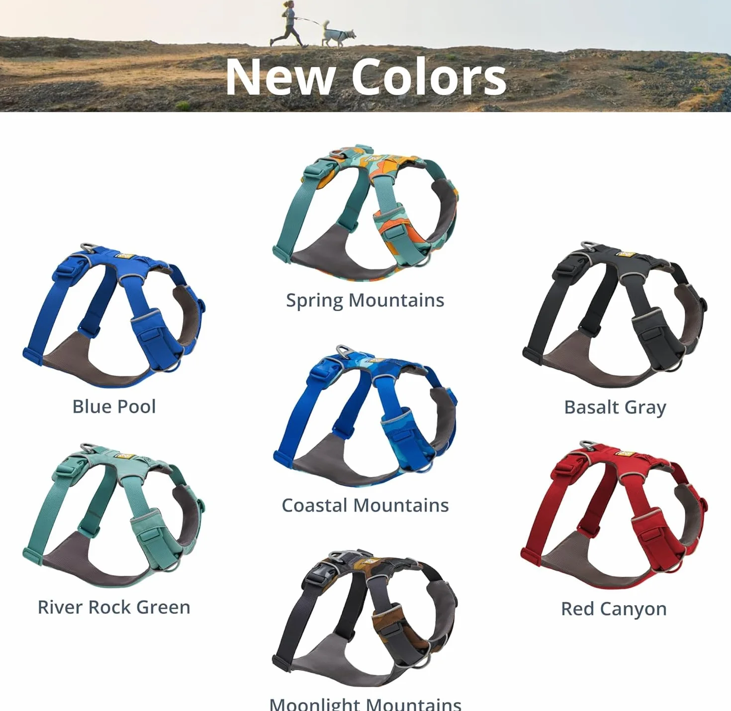 RUFFWEAR Uprząż Front Range, XX szelki dla małych psów, odblaskowa uprząż Y, regulowana, wygodna, wyściełana uprząż dla psa, bez ciągnięcia, 2 mocowania smyczy i pierścień w kształcie litery V,