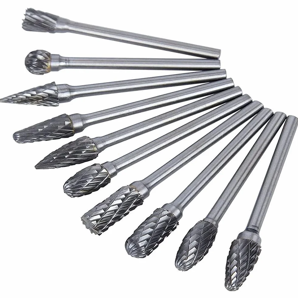 Frezy z węglika wolframu podwójne cięcie 10 sztuk 1/8" 6 mm do rzeźbienia drewna polerowania metalu