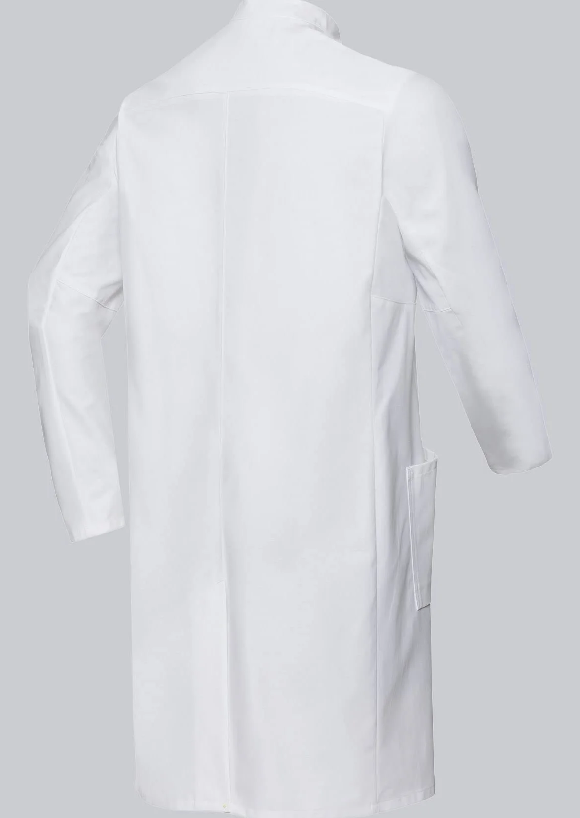 Fartuch lekarski dla mężczyzn BP 1751-130-0021-56l, długi rękaw, 205 g/m² czysta bawełna, biały