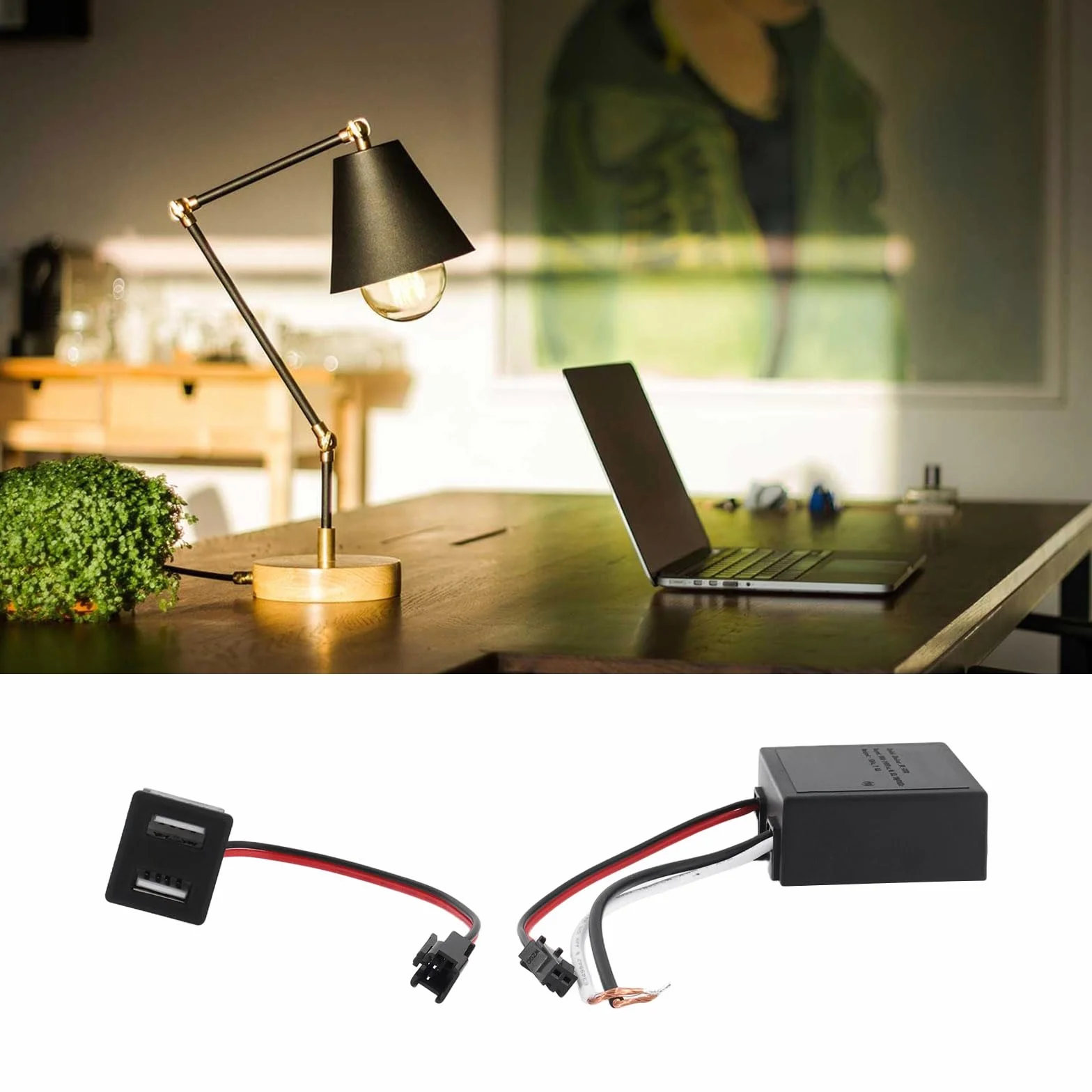 Zasilacz USB konwerter 100-240 V do 5 V 2,1 A wbudowane złącze oświetlenie