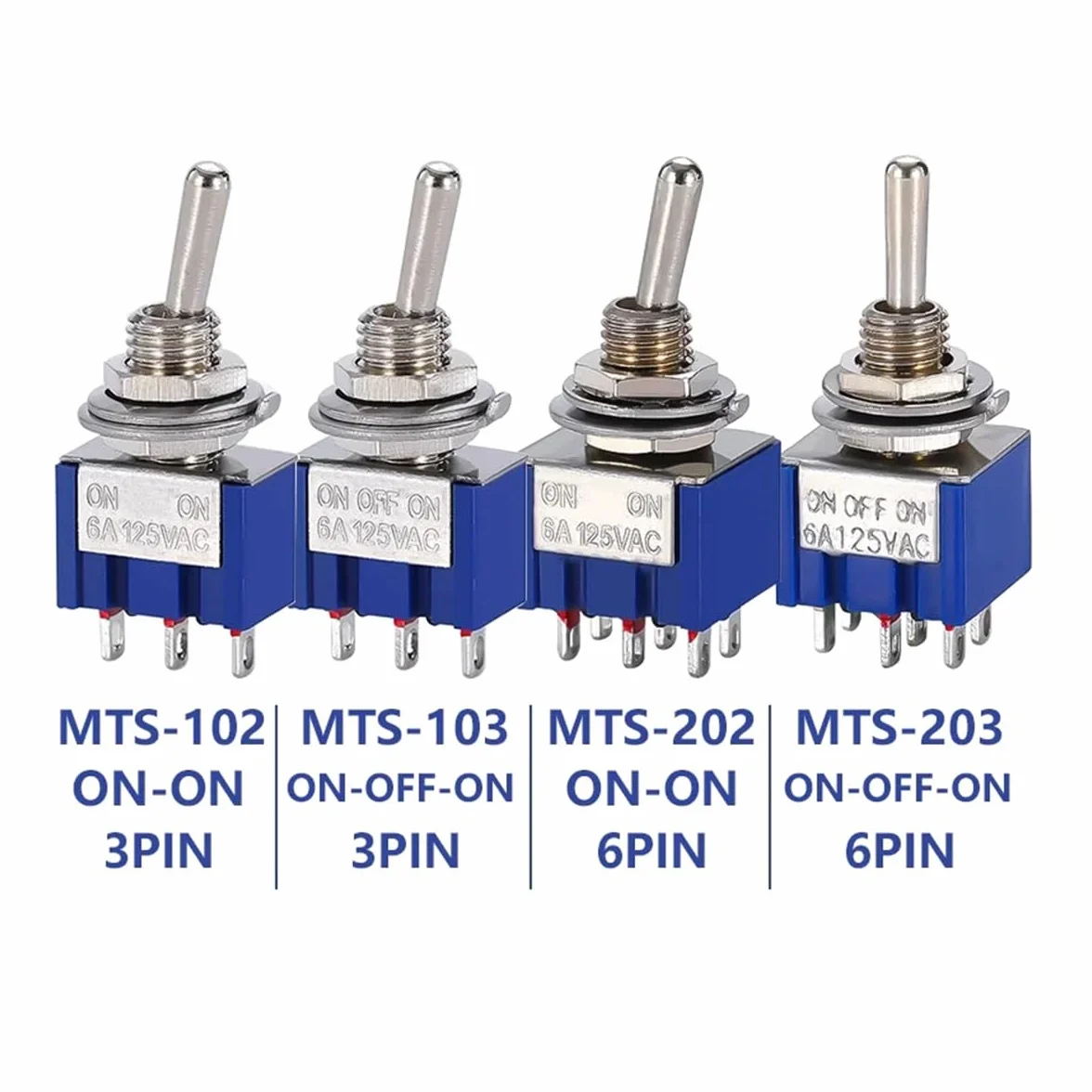 Hailege 10pcs AC 125V 6A DPDT Toggle Switch MTS202