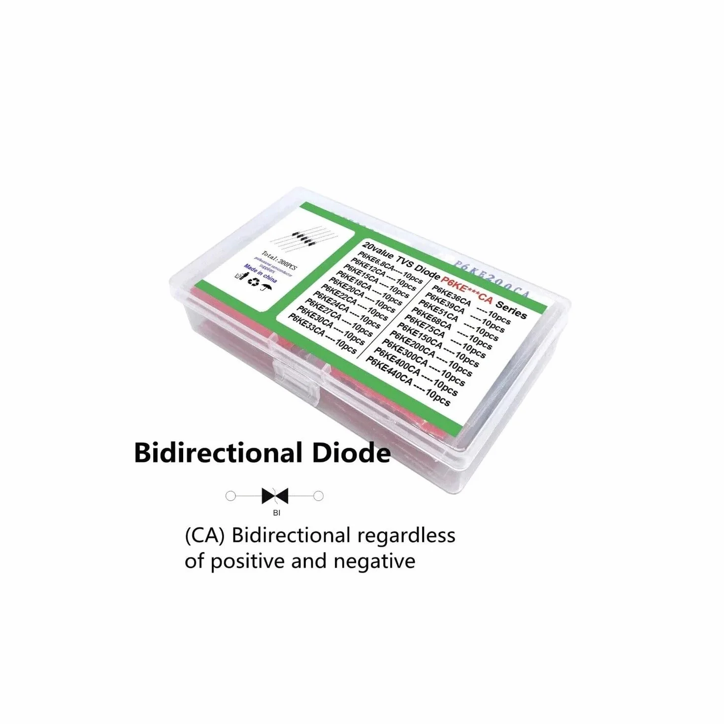 ProRock TVS Diode Kit 200PCS P6KE Bidirectional Transient Voltage