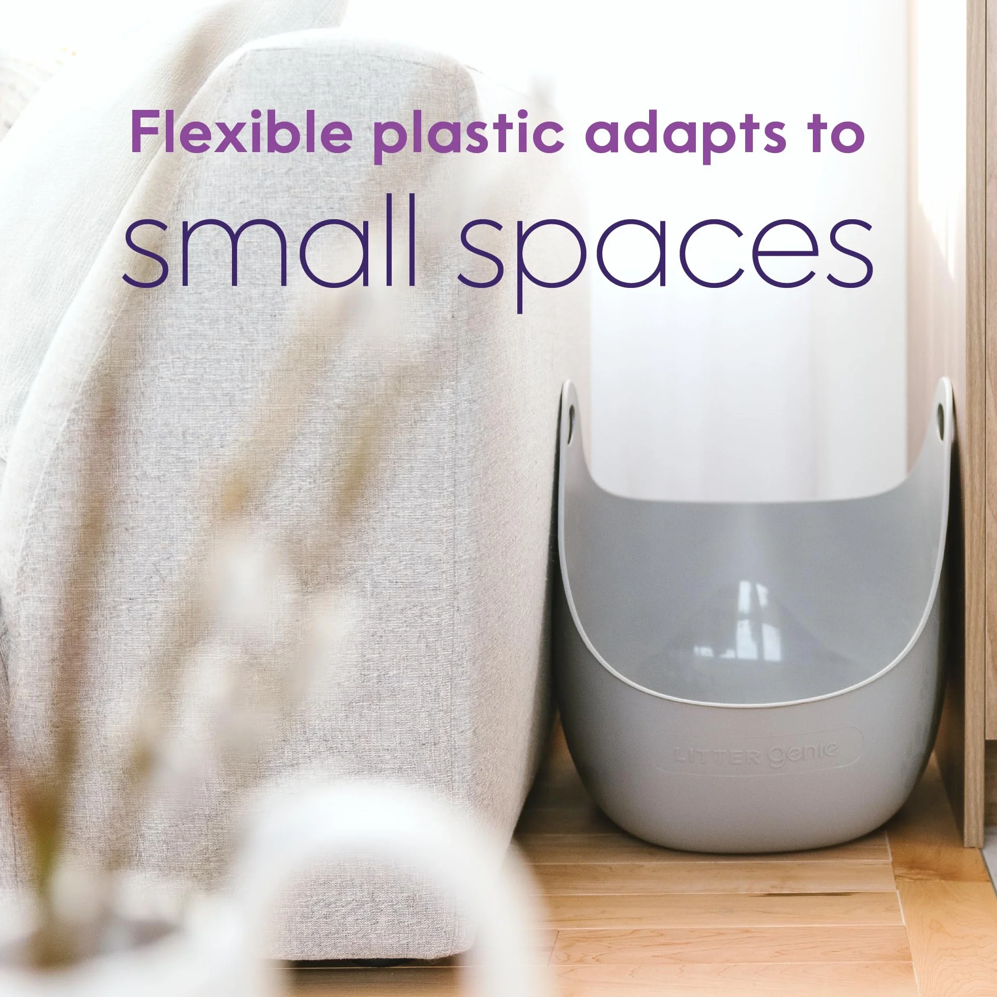Litter Genie LitterBox Grey, kuweta dla kota szara, eleganckie i praktyczne wzornictwo, łatwe opróżnianie, w zestawie szufla