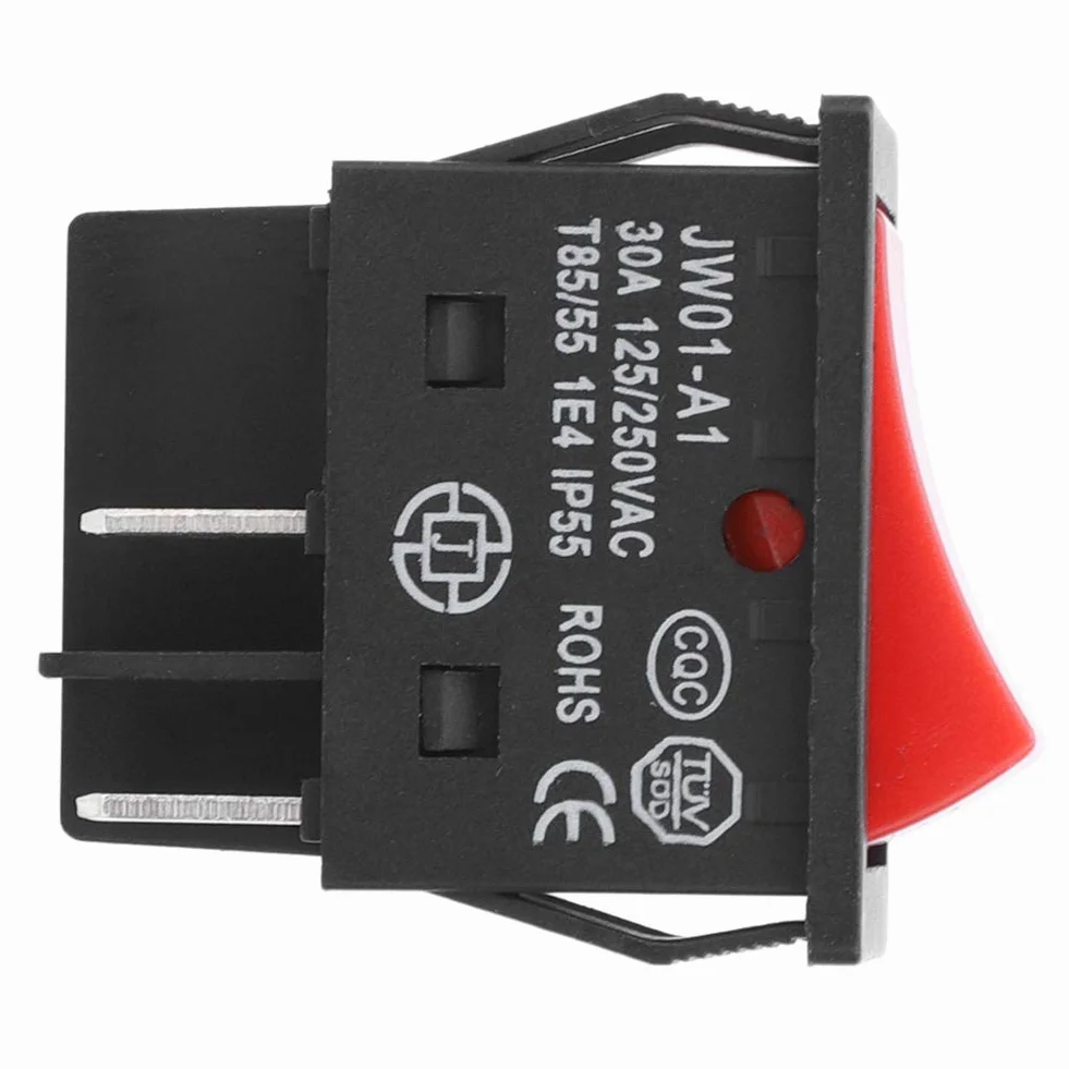 Eujgoov 30A 4-pinowy ON OFF Square Rocker Switch Przełącznik Elektryczny Spawacza Typu łodzi z Czerwonym światłem(1PCS)