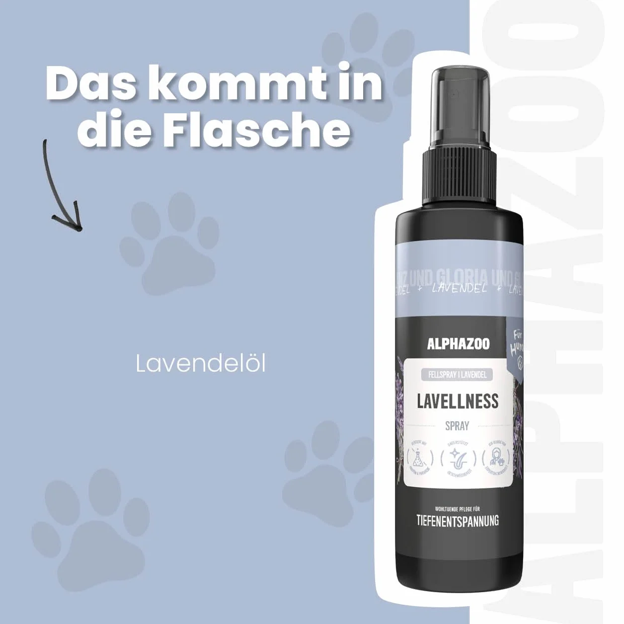 alphazoo Lavellness spray do sierści dla psów 250 ml – delikatna pielęgnacja sierści z lawendą, aloesem i masłem shea – kojący skórę, połysk i relaks bez spłukiwania