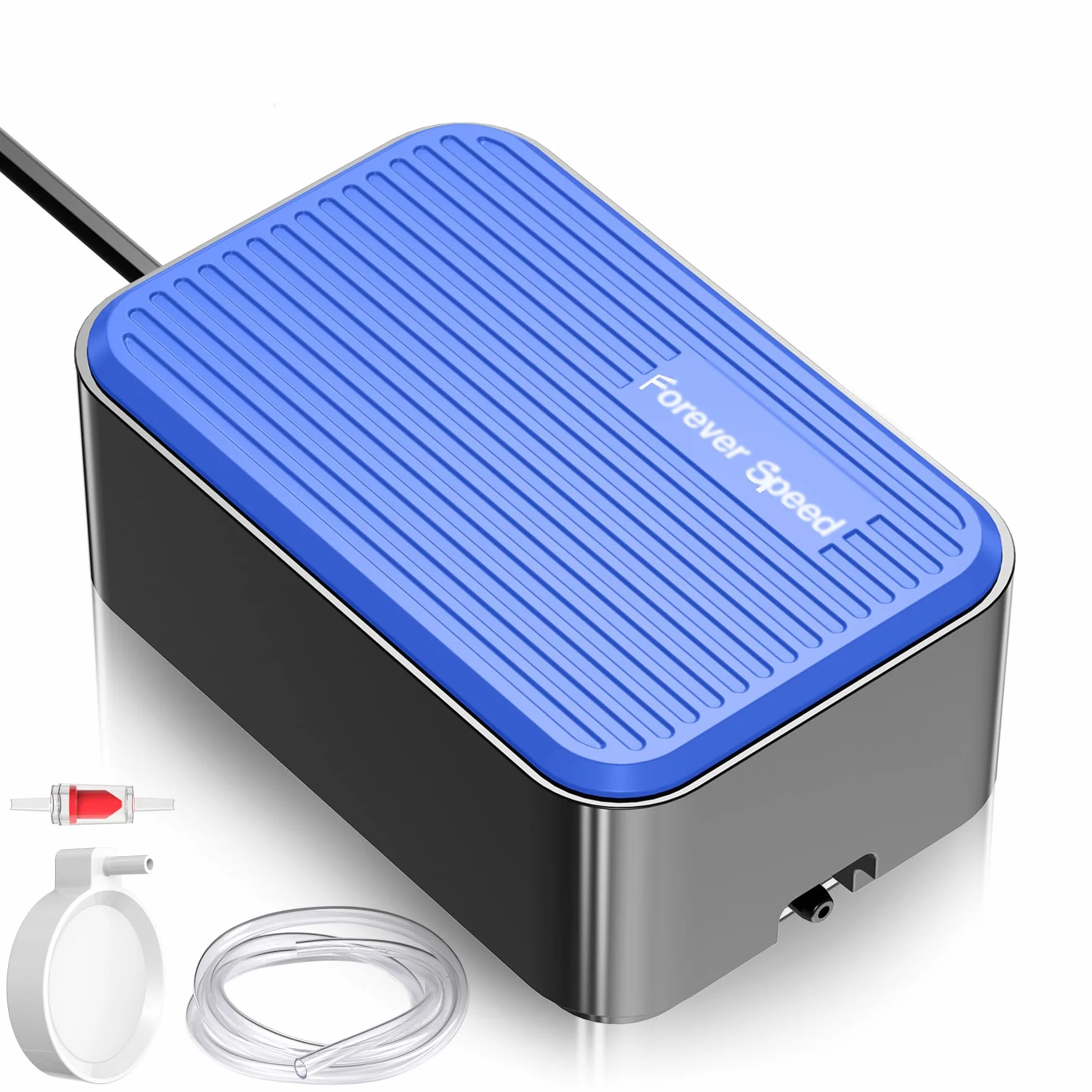 Forever Speed Pompa powietrza do akwarium, ultra cicha < 30 dB, 2 W, pompa powietrza do akwarium, zestaw z pojedynczym wylotem do 100 l, 120 l/h